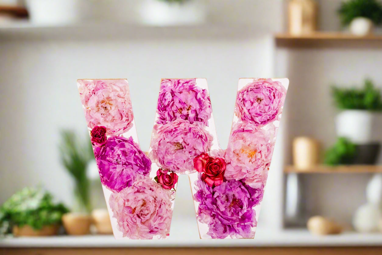 Letter W Bouquet Preservation Monogram Decor