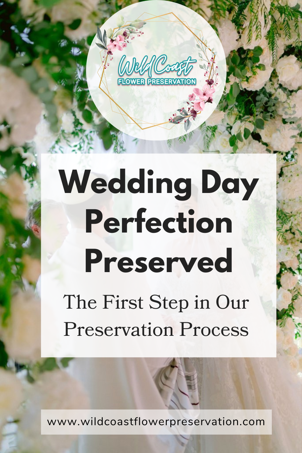 Advertisement for Wild Coast Flower Preservation with text about wedding day flower preservation.