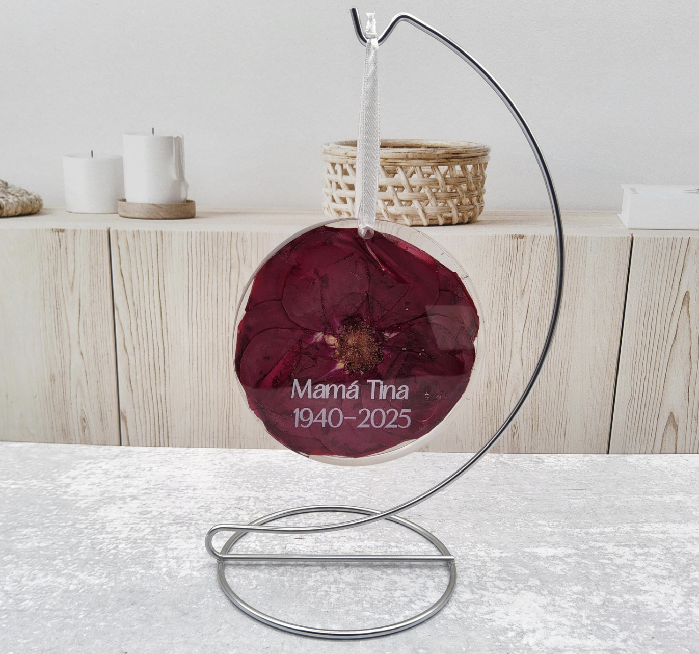 4" Round Pressed Flower Ornament