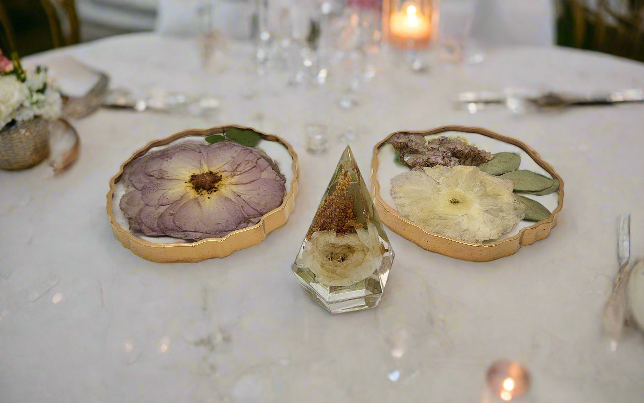 Bouquet preservation coasters and ring holder