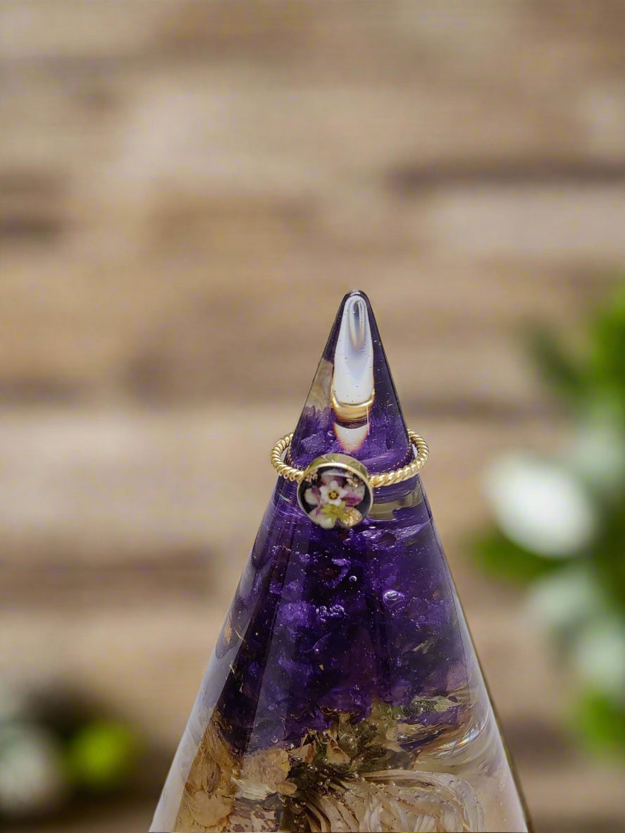 Resin Ring on Large Ring Holder Flower Preservation