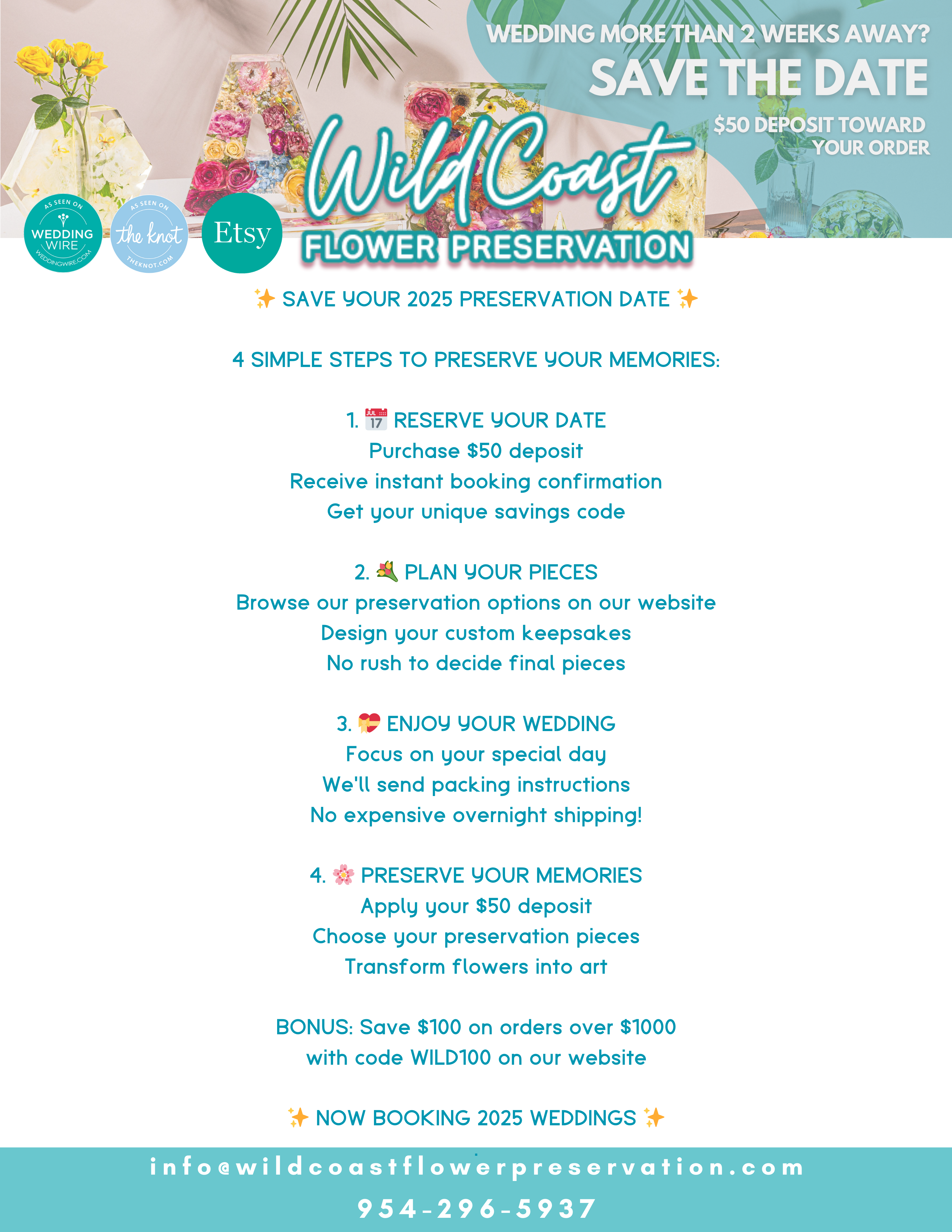 Steps to Save Your Wedding Date on our Bouquet preservation calendar