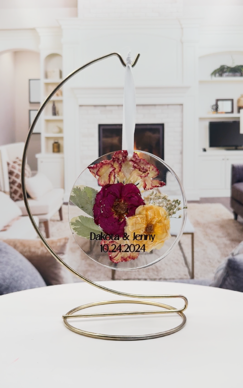 4" Round Pressed Flower Ornament