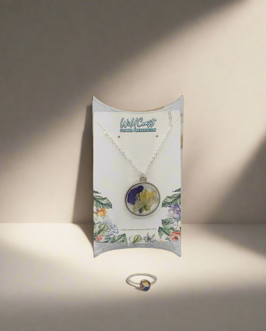 Wedding Bouquet Preservation Jewelry Pressed Flower Jewelry Set Flower Preservation Necklace Pressed Flower Earring Bridal Bouquet Jewelry