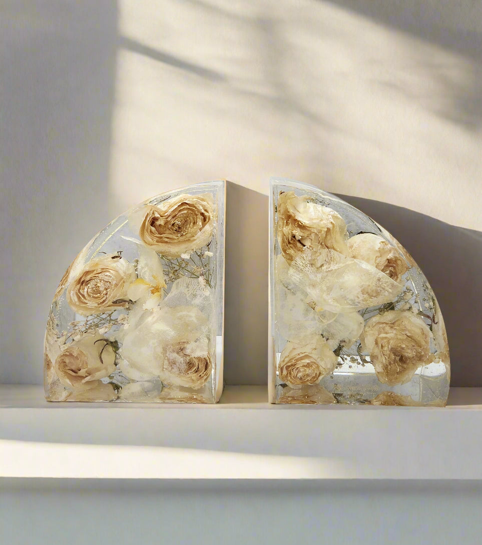 Wedding Bouquet Preservation White Orchids Preserved Wedding Flower Bookends