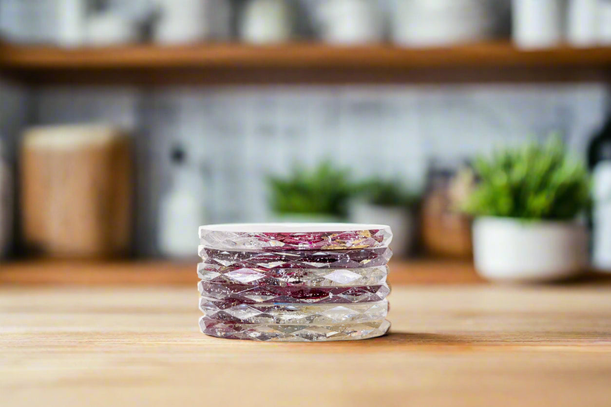 Pressed Flower Preservation Stack of Diamond Edge Coasters