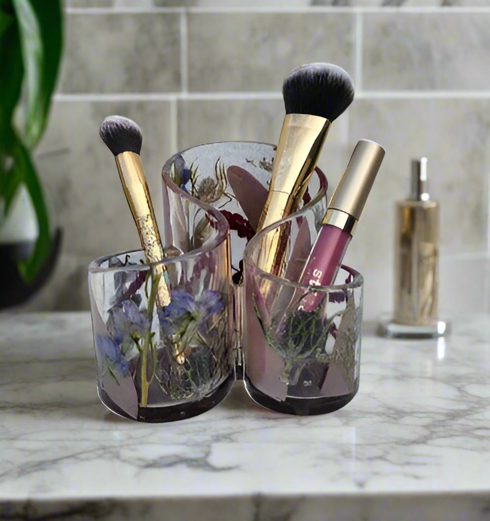 Wedding Bouquet Preservation Makeup Brush Holder Flower Preservation Resin Makeupbrush Holder Preserved Wedding Flower Resin Pencil Holder