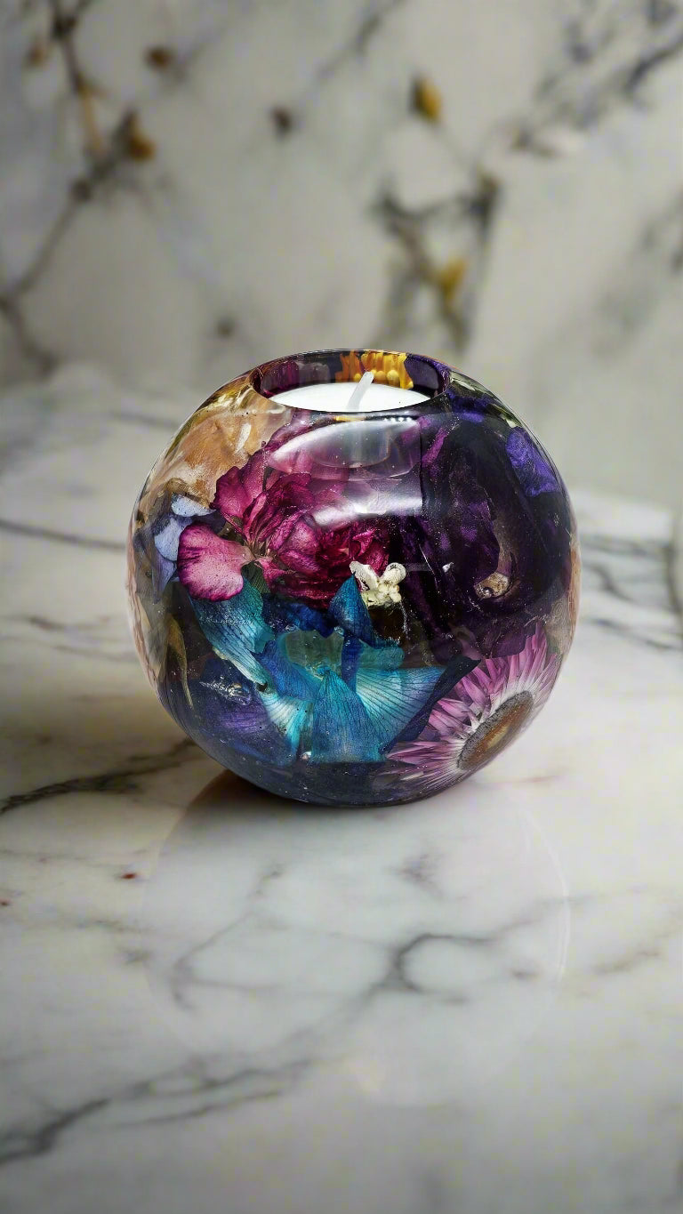 Wedding Bouquet Preservation Candle Wedding Flower Preservation Tealight Candle Resin Preserved Flower Tea Light Sphere Dried Flower Candle