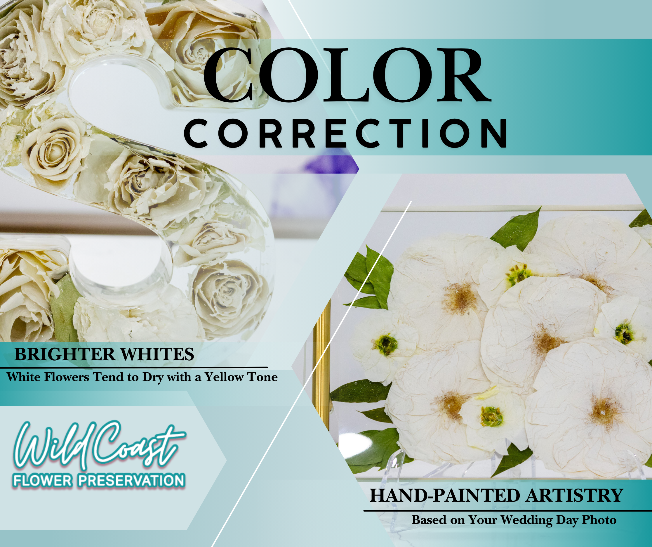 Wedding Bouquet Preservation Color Correction Service White Flower Paint Service