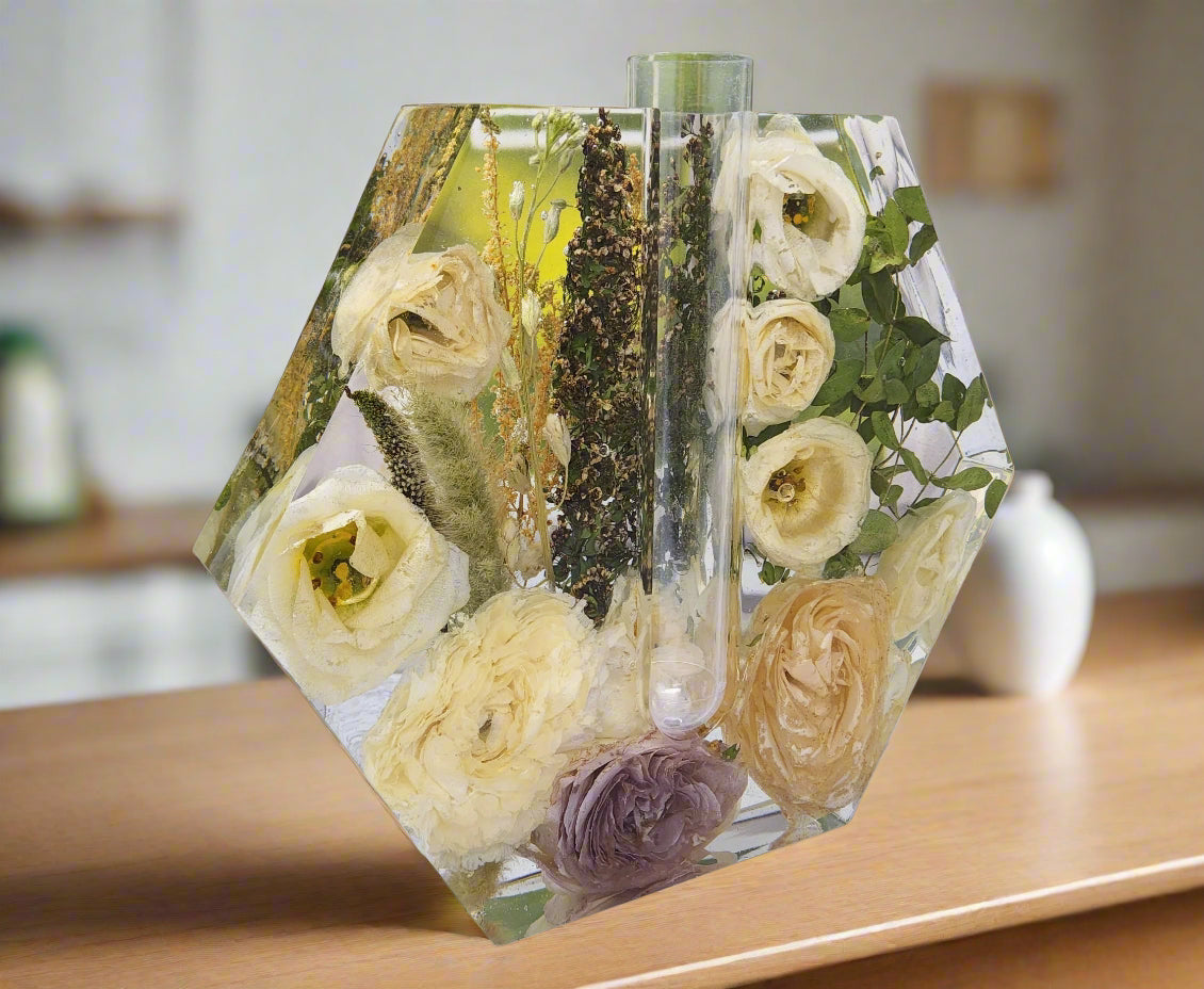 Flower Preservation Hexagon Vase