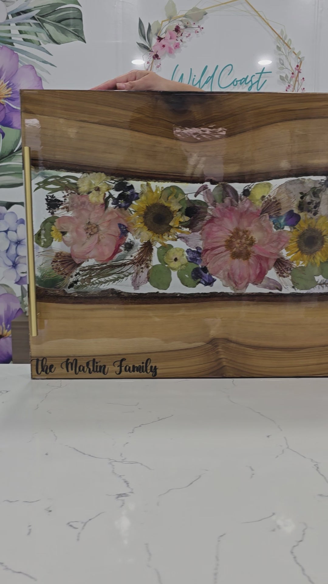 Bouquet Preservation Stove Top Cover Flower Preservation Tray Live Edge Resin Preserved Flower Stove Top Cover Personalized Stove Cover
