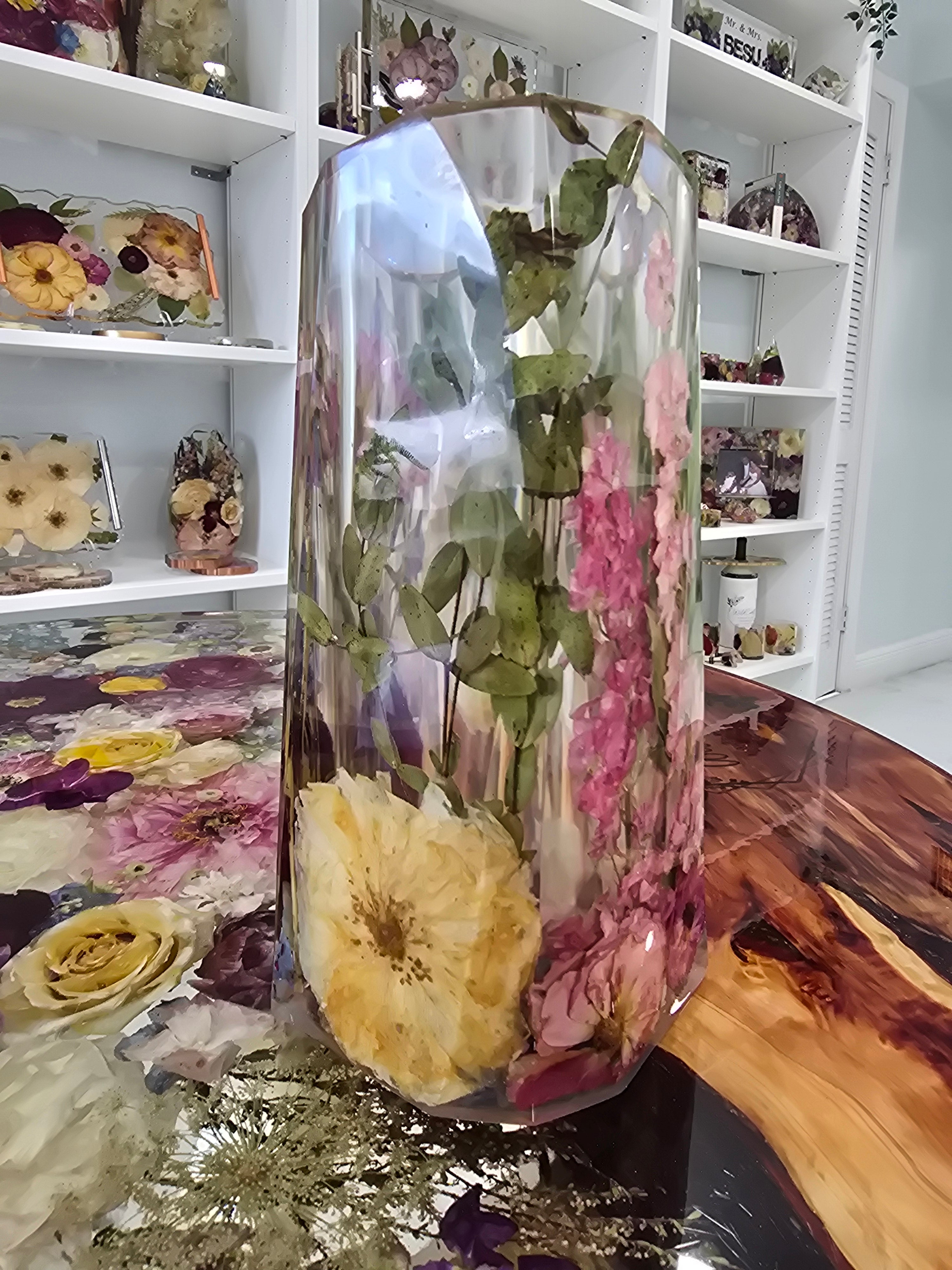 Premade Pressed Flower Vase - Ready to Ship