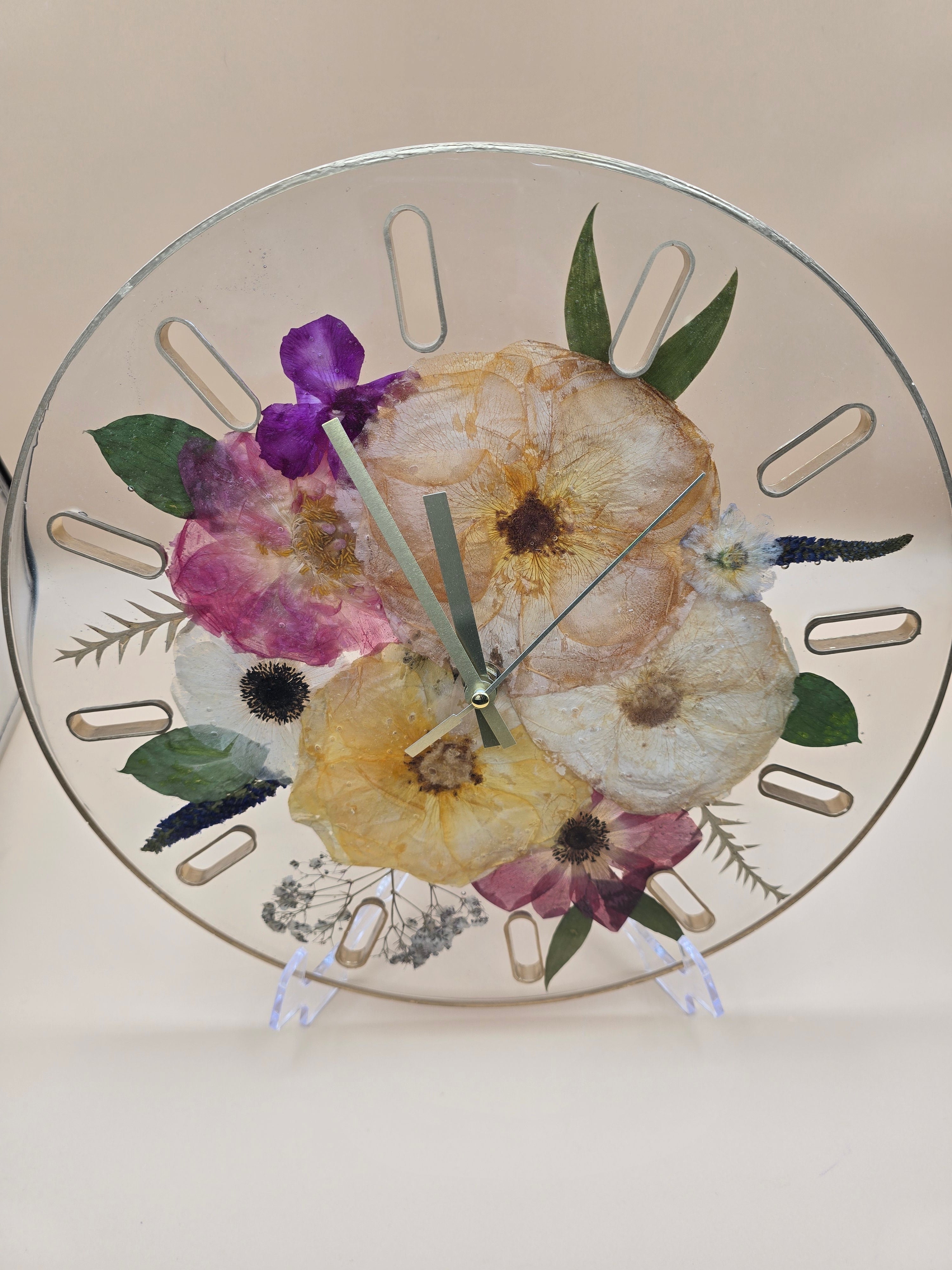 12" Pressed Flower Clock