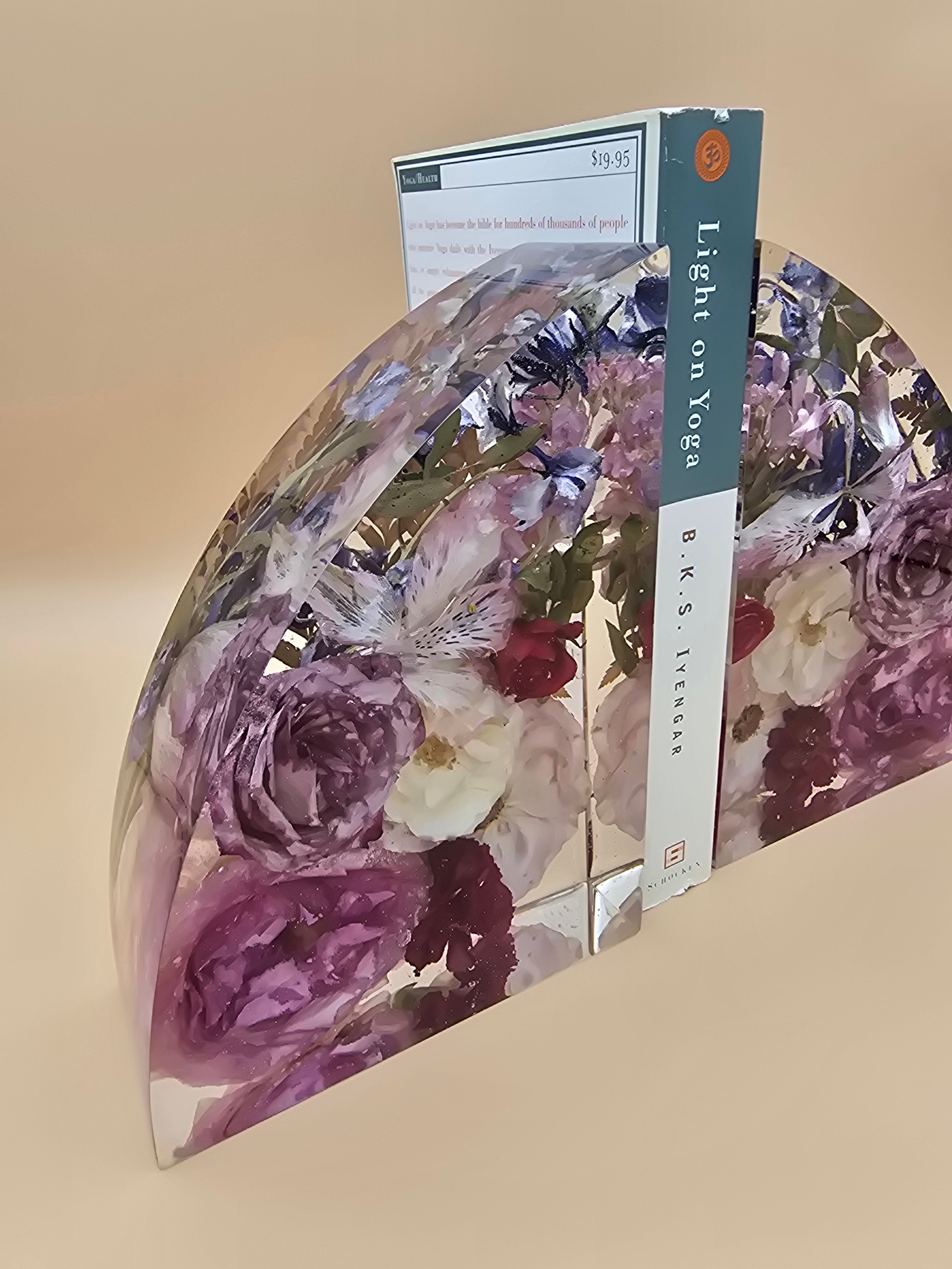 Premade 7" Preserved Flower Bookends - Ready to Ship