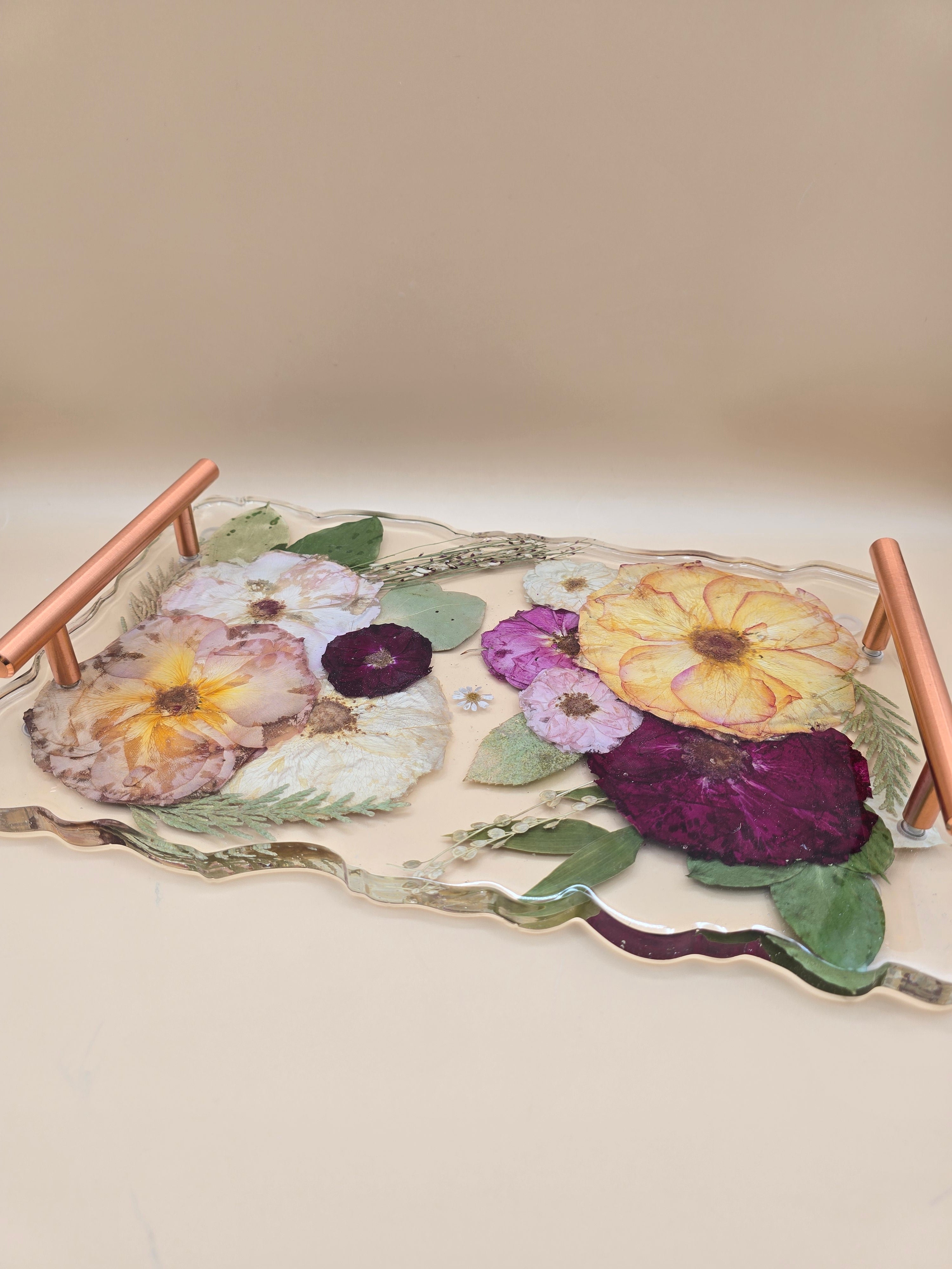 Premade 14x9 Pressed Flower Geode Tray - Ready to Ship