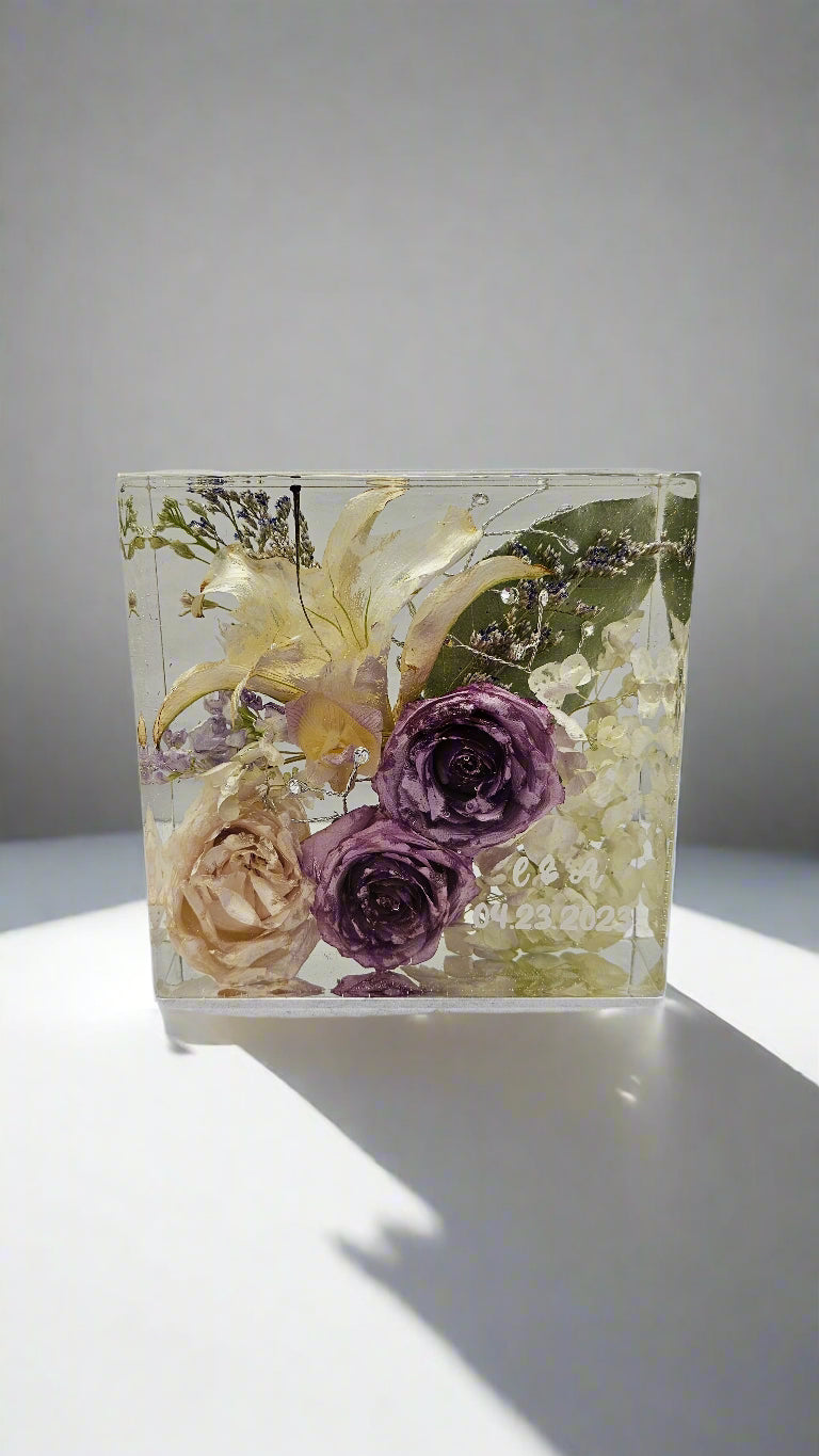 bouquet preservation stargazer lily 5 inch cube font c