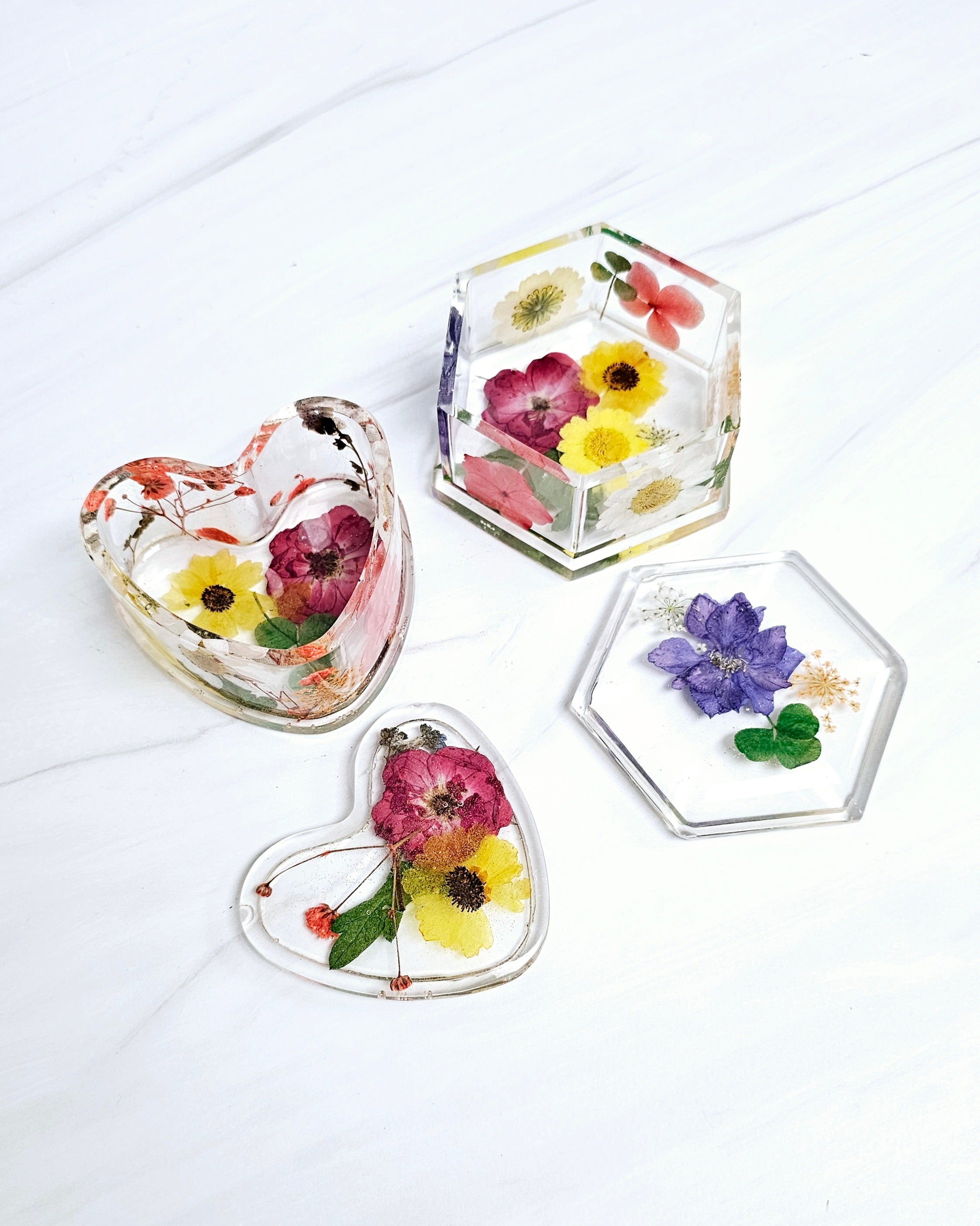 Heart Pressed Flower Jewelry Box