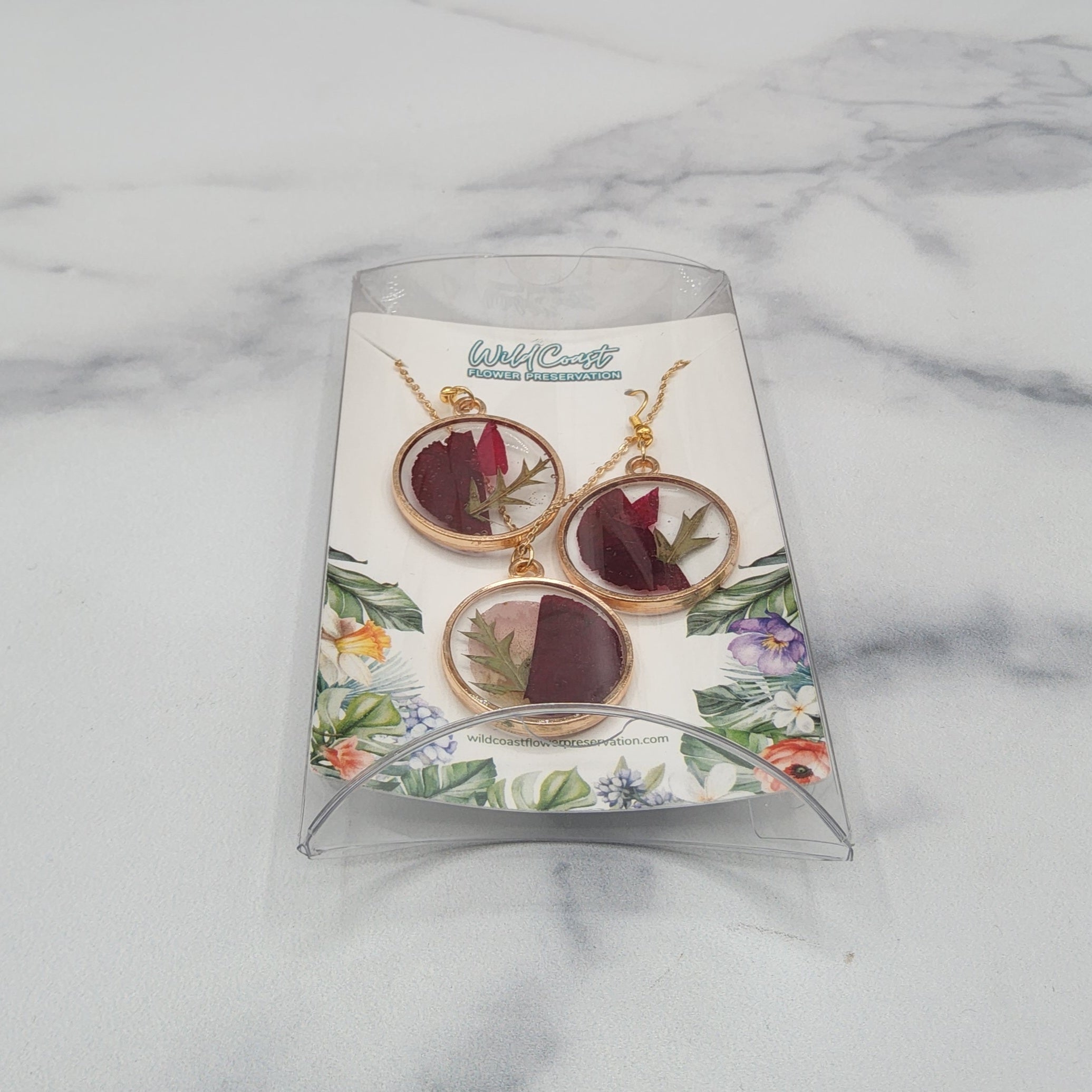 Wedding Bouquet Preservation Jewelry Pressed Flower Jewelry Set Flower Preservation Necklace Pressed Flower Earring Bridal Bouquet Jewelry