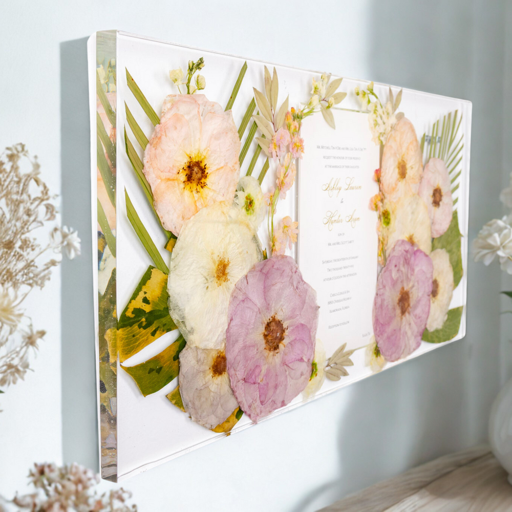 24x12 Pressed Flower Floating Frame | Wedding Bouquet Wall Art