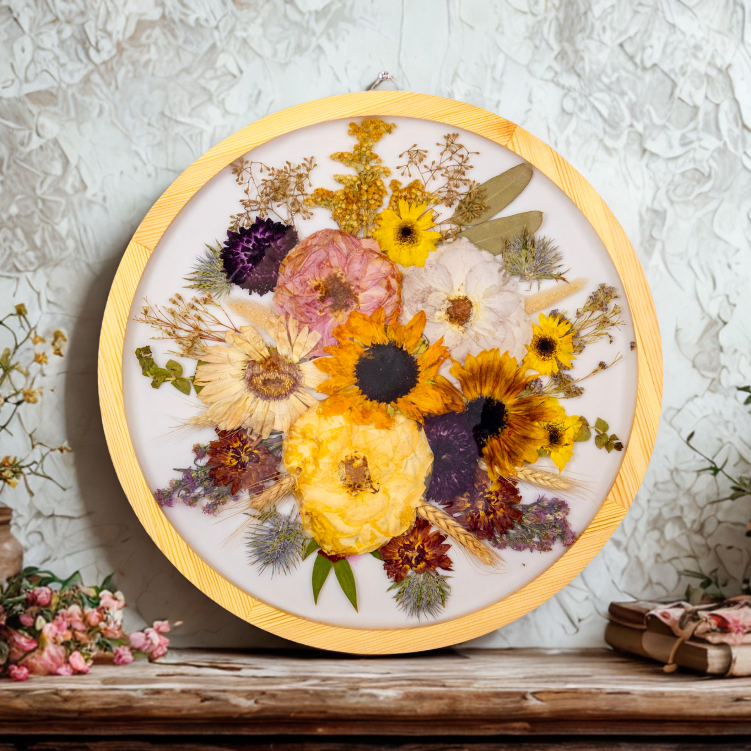Pressed Flower Frame Bouquet Preservation Wedding Flower Keepsake Dried Flower Framed Wall Decor Flower Preservation Frame Flower Resin Art