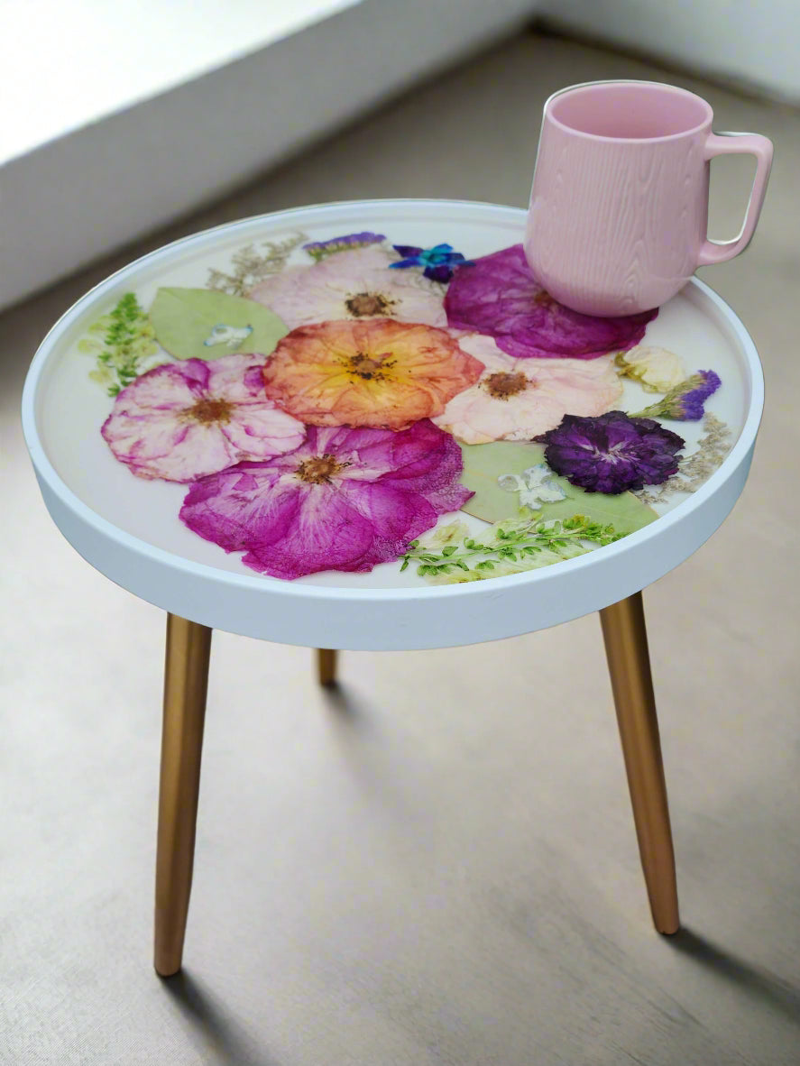 Bouquet preservation side table Pressed flower end table
