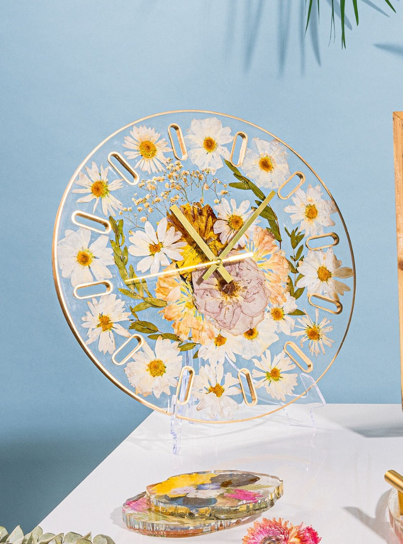 Wedding Bouquet Preservation Flower Clock Resin Clock Bouquet Preservation Wedding Flower Keepsake Pressed Flower Wall Clock New Home Gift