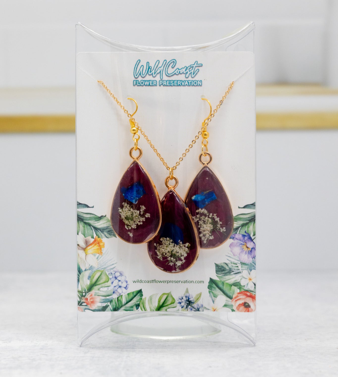 Bridal Bouquet Preservation Jewelry Floral Preservation Necklace Resin Teardrop Wedding Flower Preservation Wedding Bouquet Jewelry