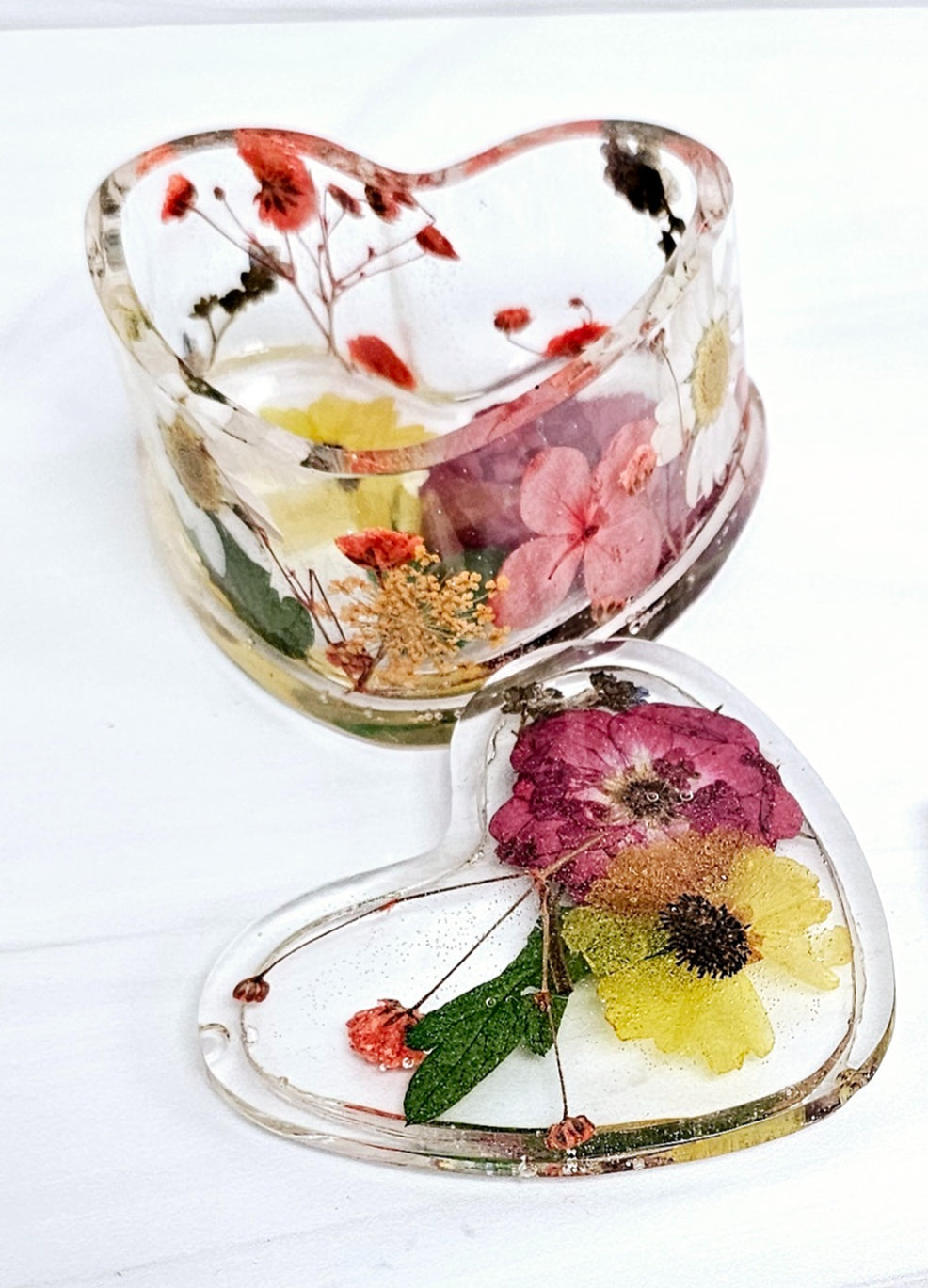 Heart Pressed Flower Jewelry Box