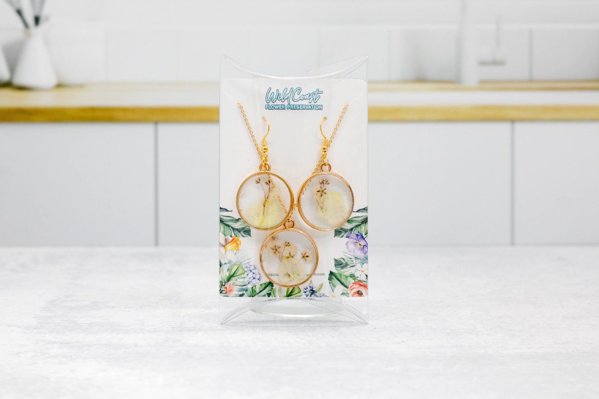 Pressed Flower Round Pendant Jewelry Sets