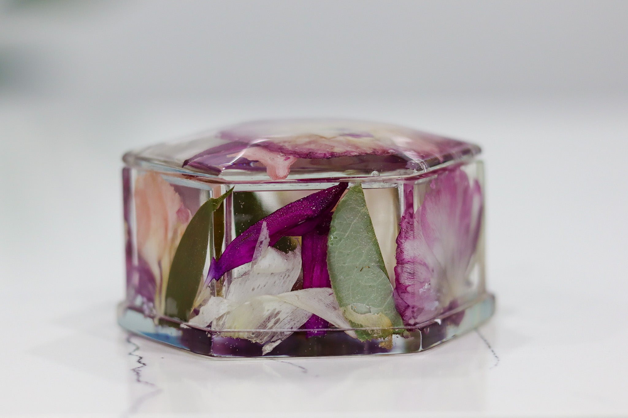 Hexagon Pressed Flower Jewelry Box