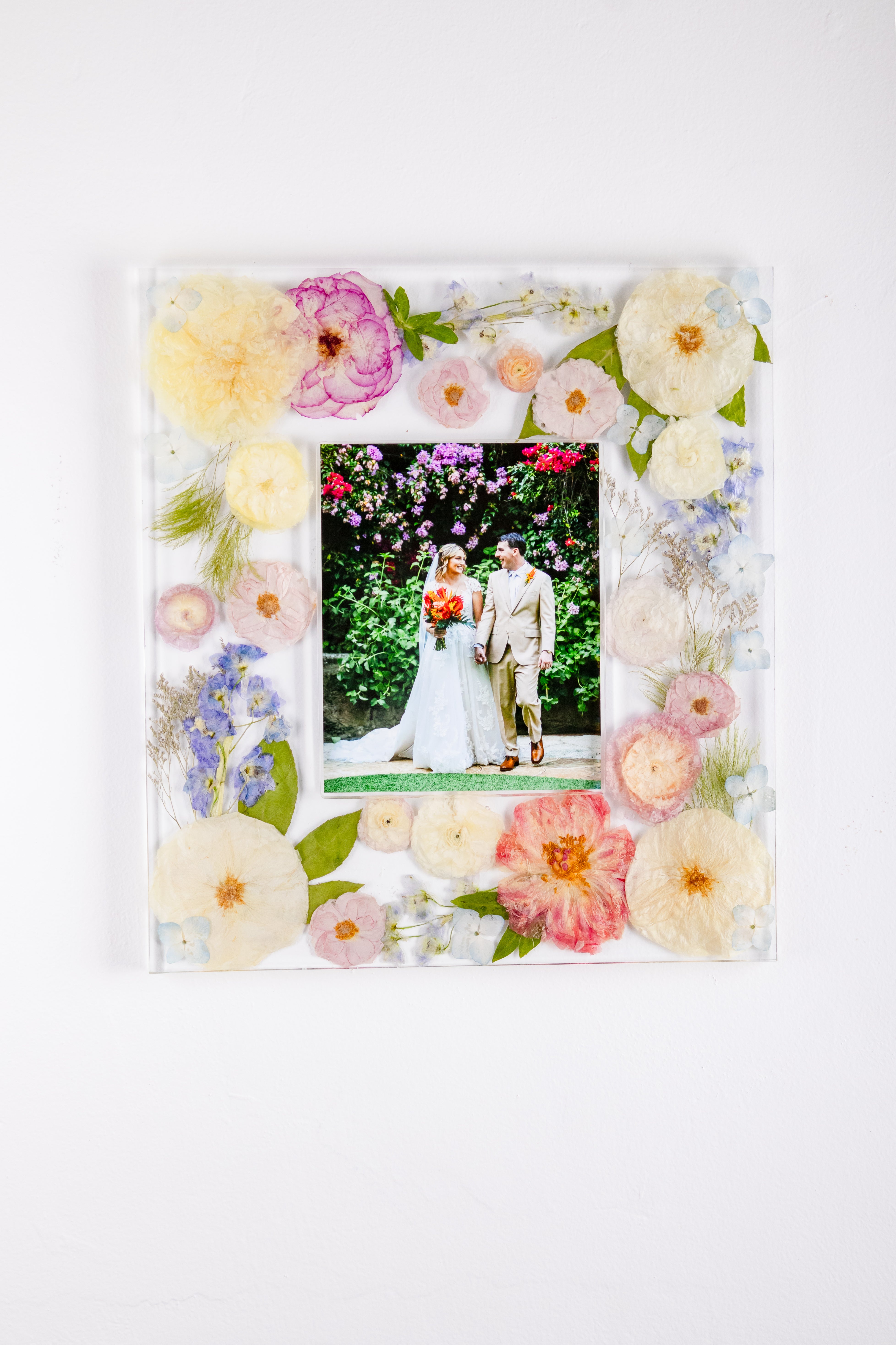 8x10 Wedding Day Picture Frame Pressed Flower 