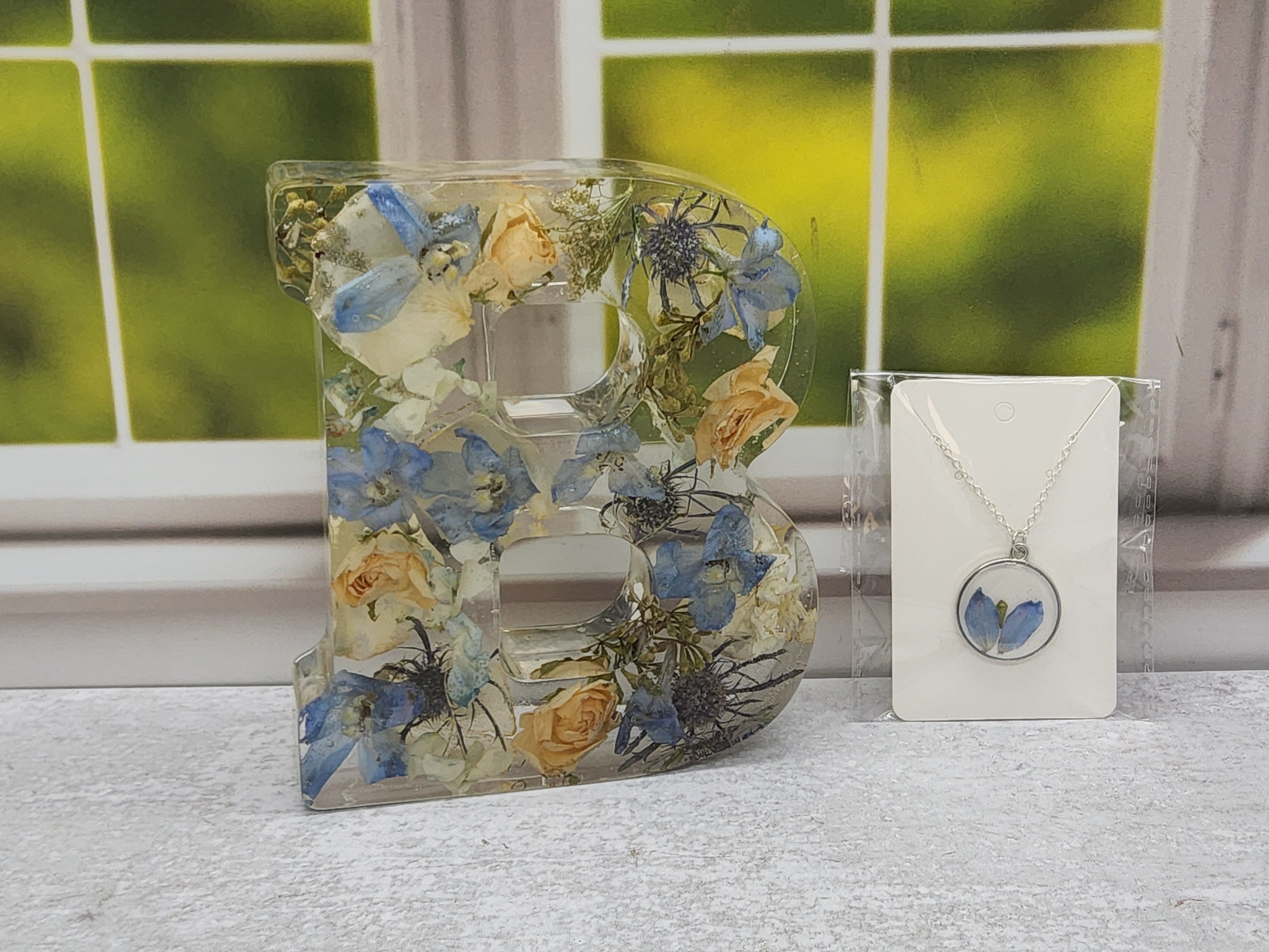 6" Preserved Flower Letter Block