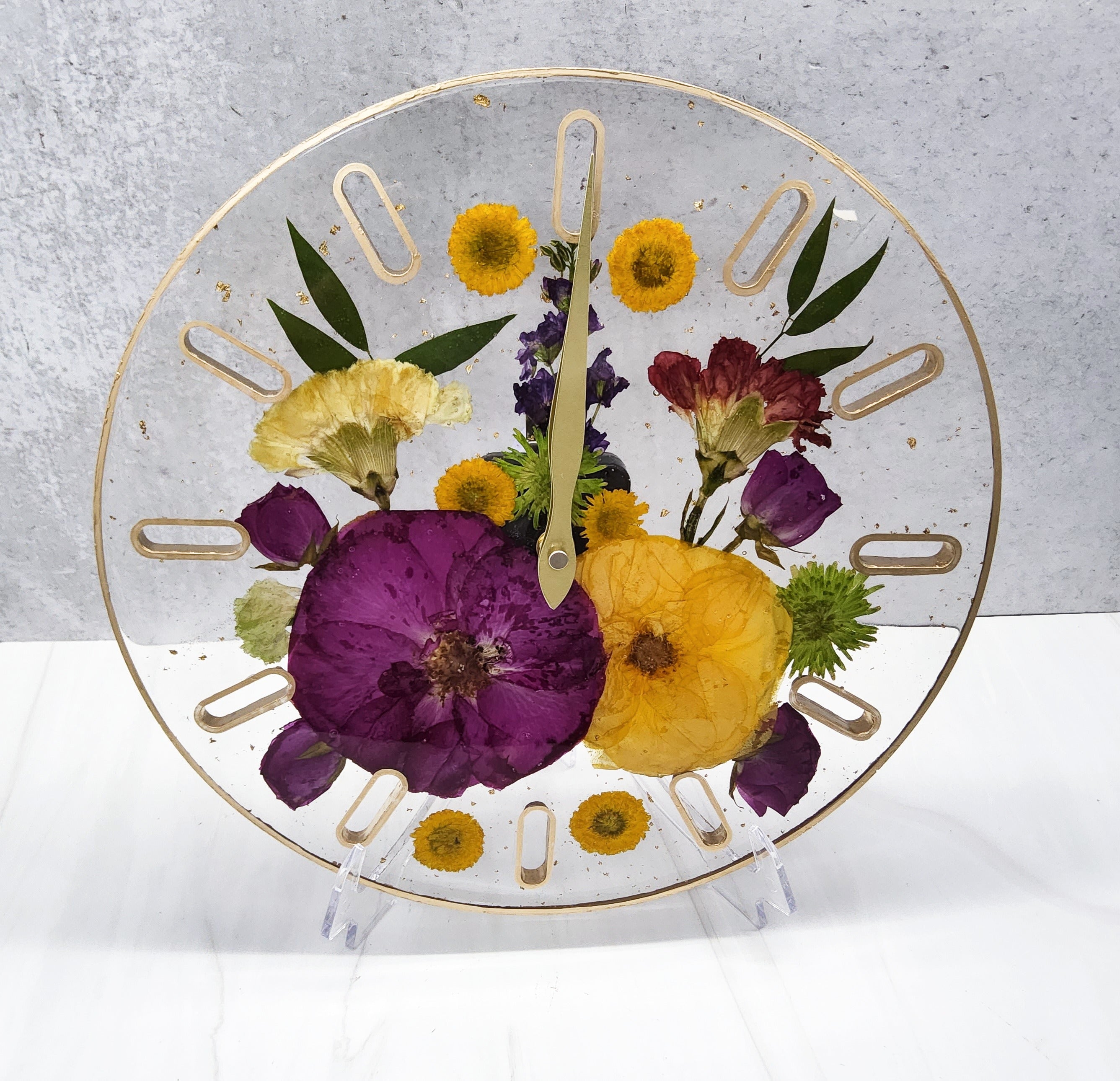 12" Pressed Flower Clock