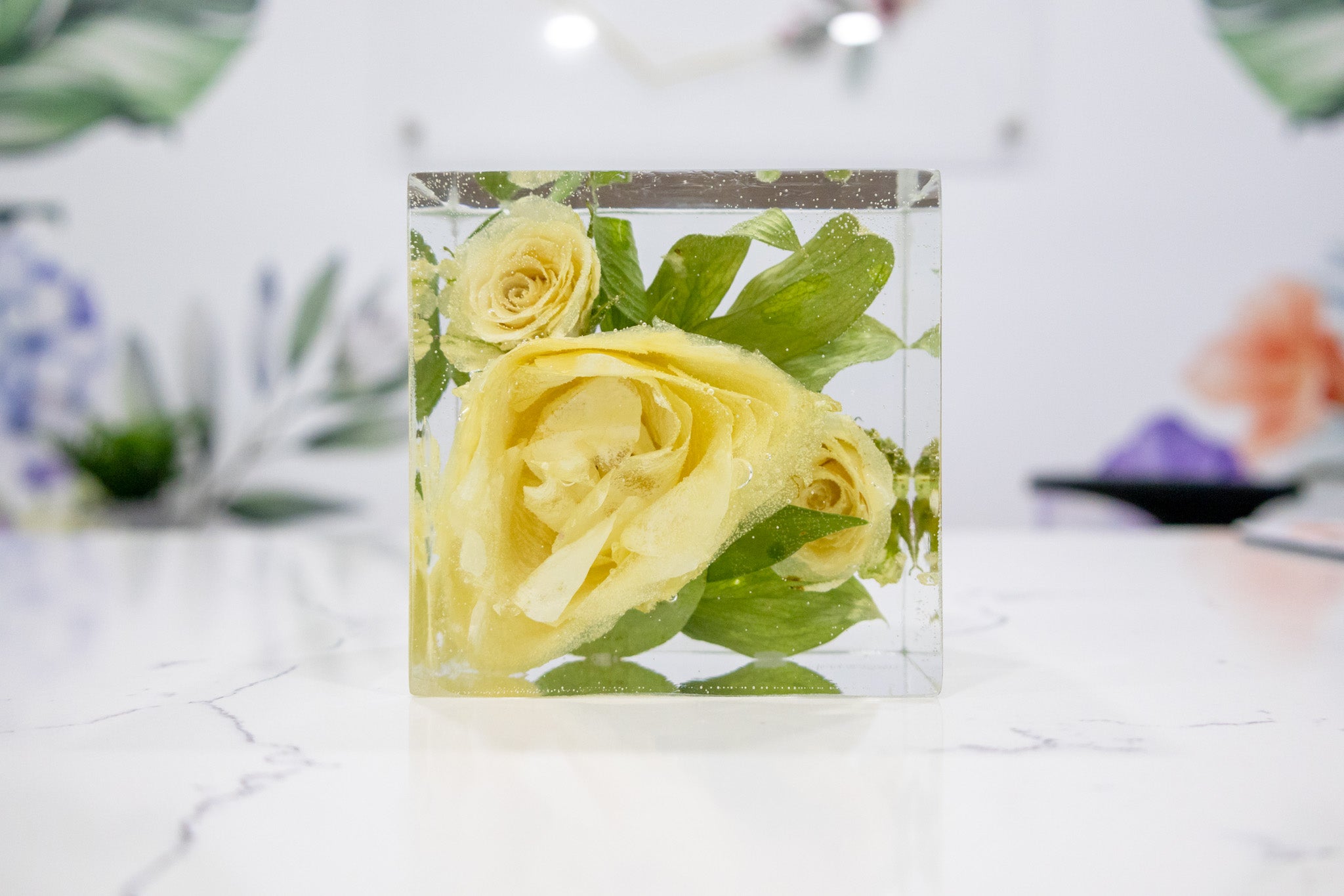 Lighted Floral Cube Wedding Flower Preservation 