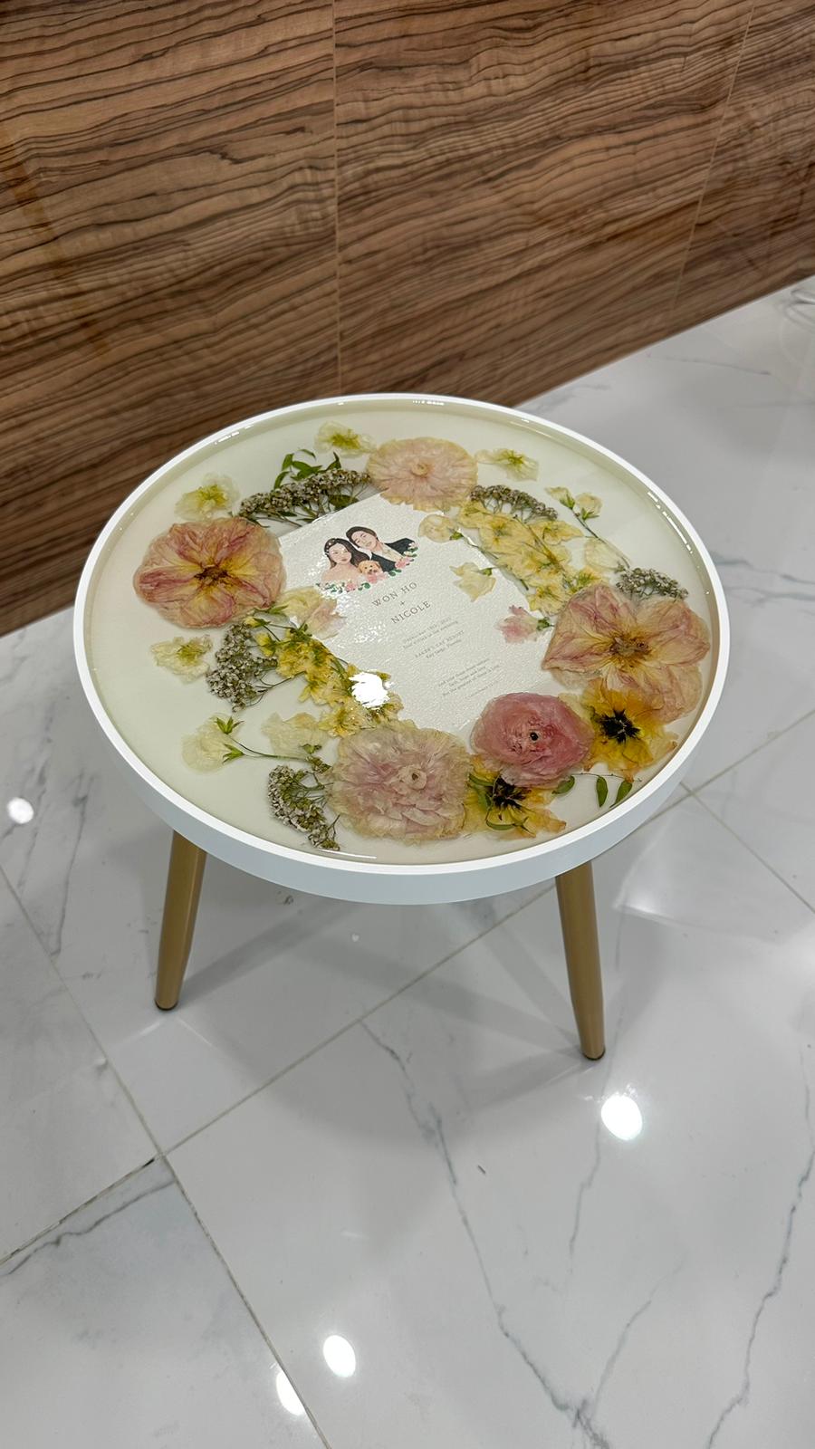 15" Pressed Flower Side Table