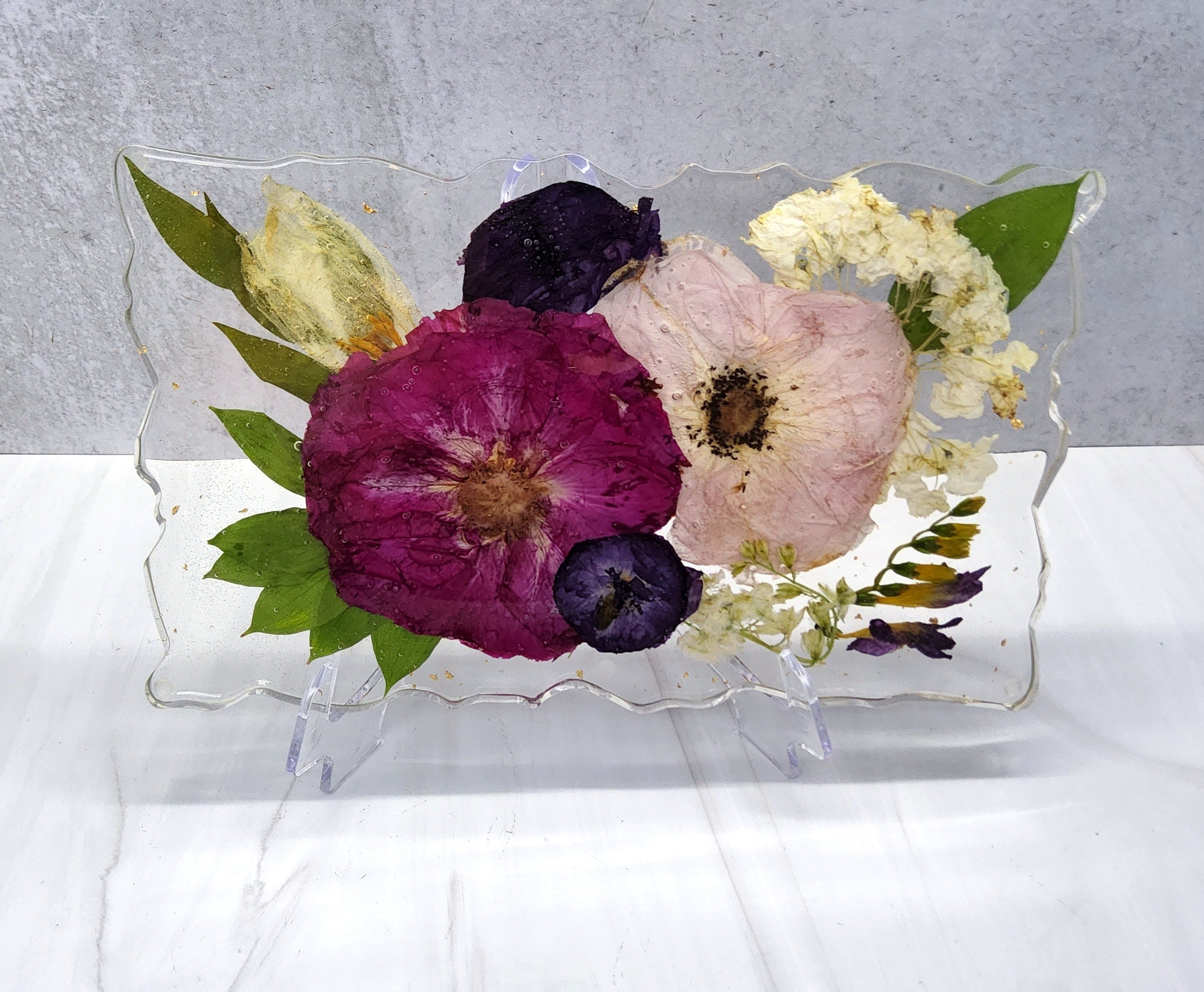 12x8 Pressed Flower Geode Tray
