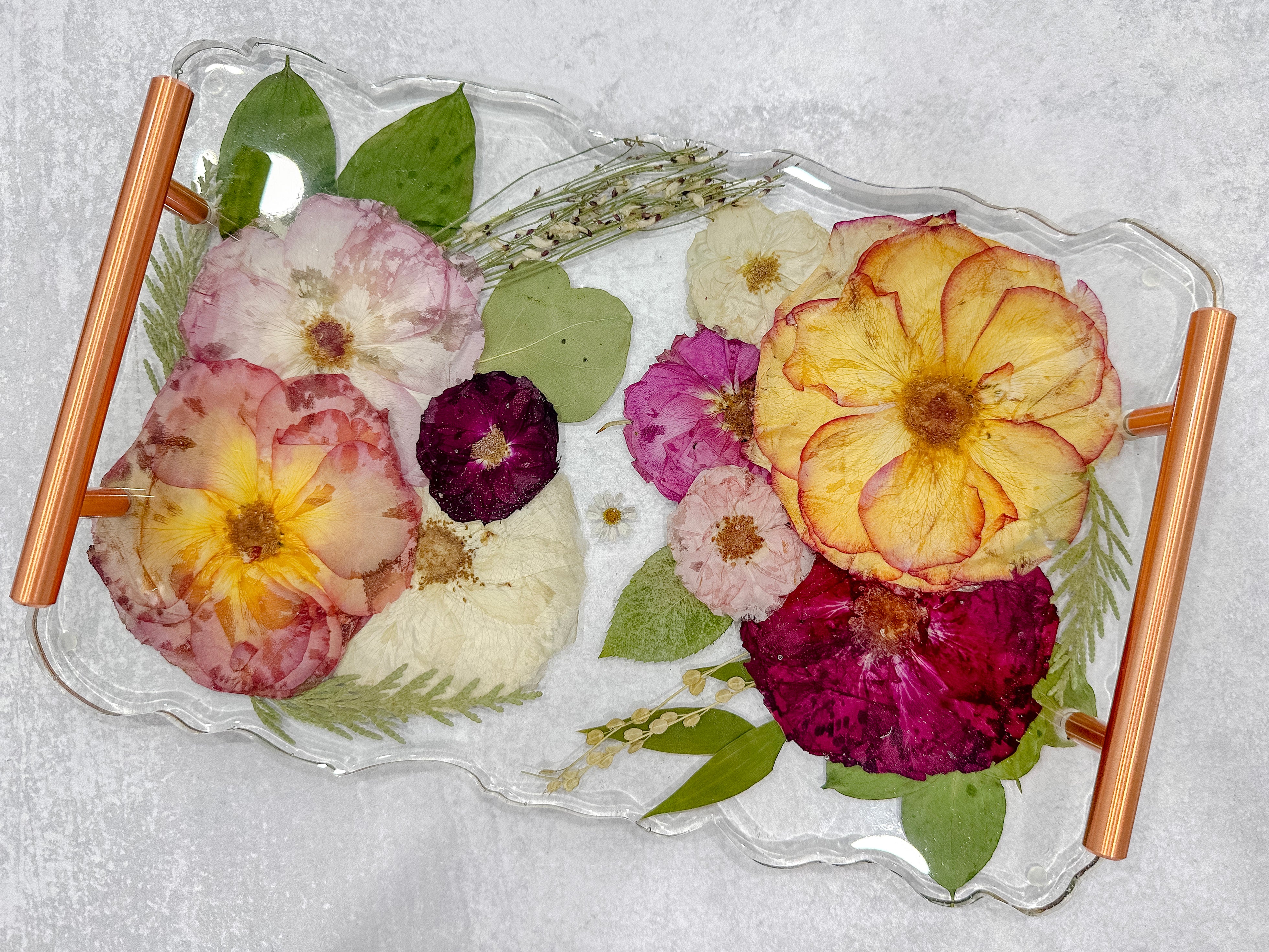 14x9 Pressed Flower Geode Tray