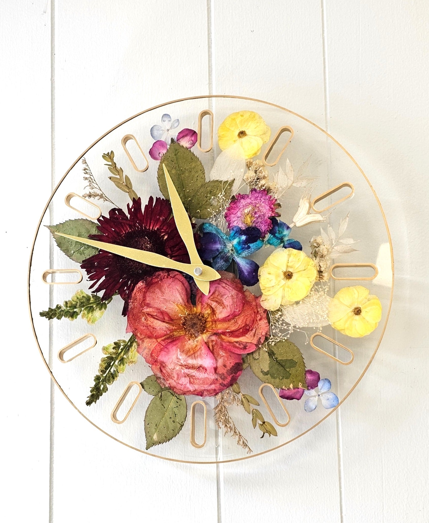12" Pressed Flower Clock
