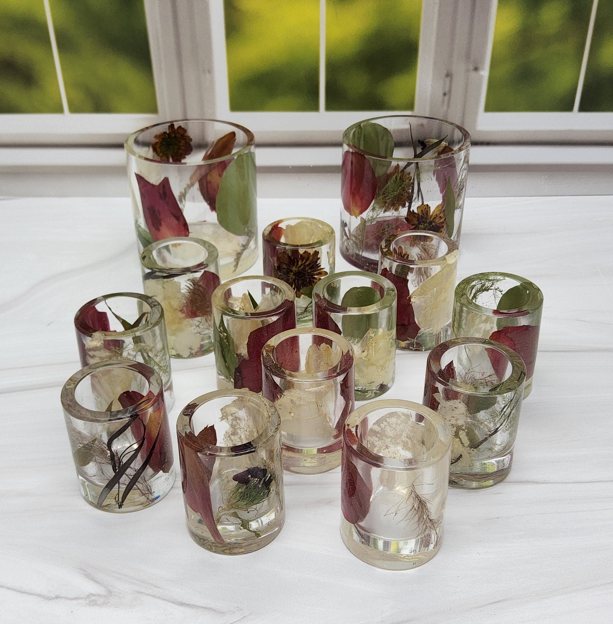 Pressed Flower Shot Glasses Set