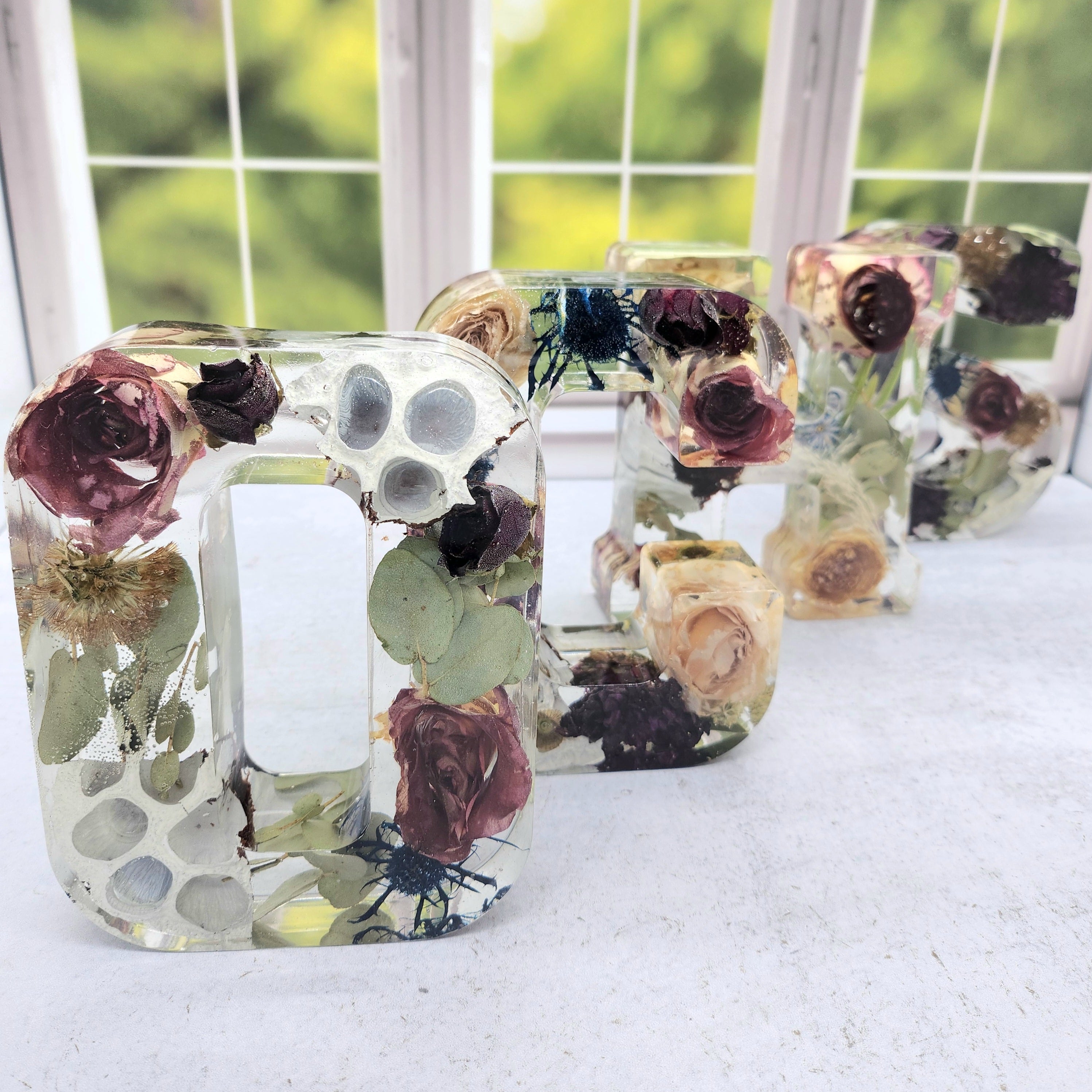6" Preserved Flower Letter Block