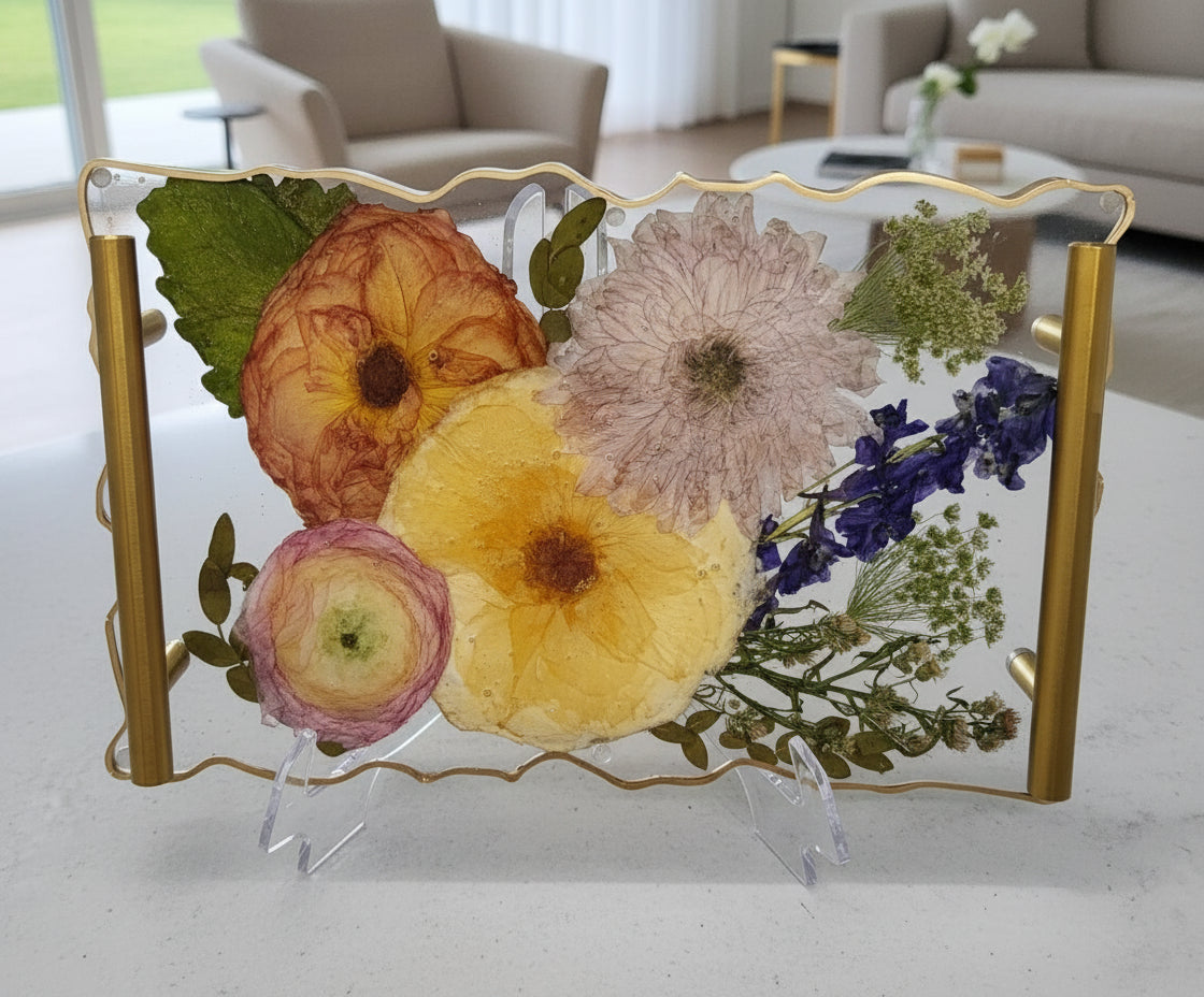 Wedding Flower Preservation Resin Flower Tray Bridal Bouquet Preservation Floral Serving Tray Preserved Flowers Keepsake Gift for Wedding