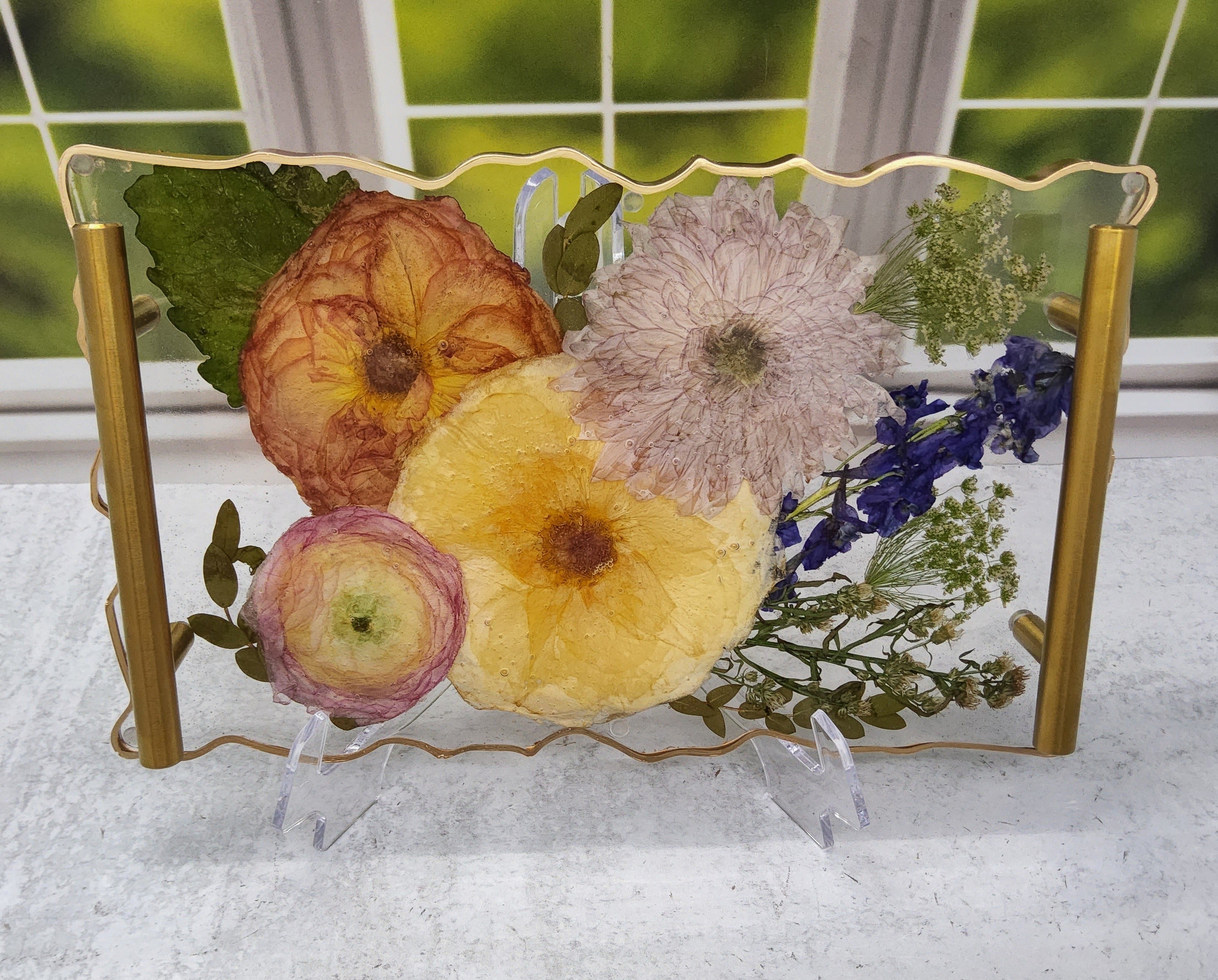 12x8 Pressed Flower Geode Tray