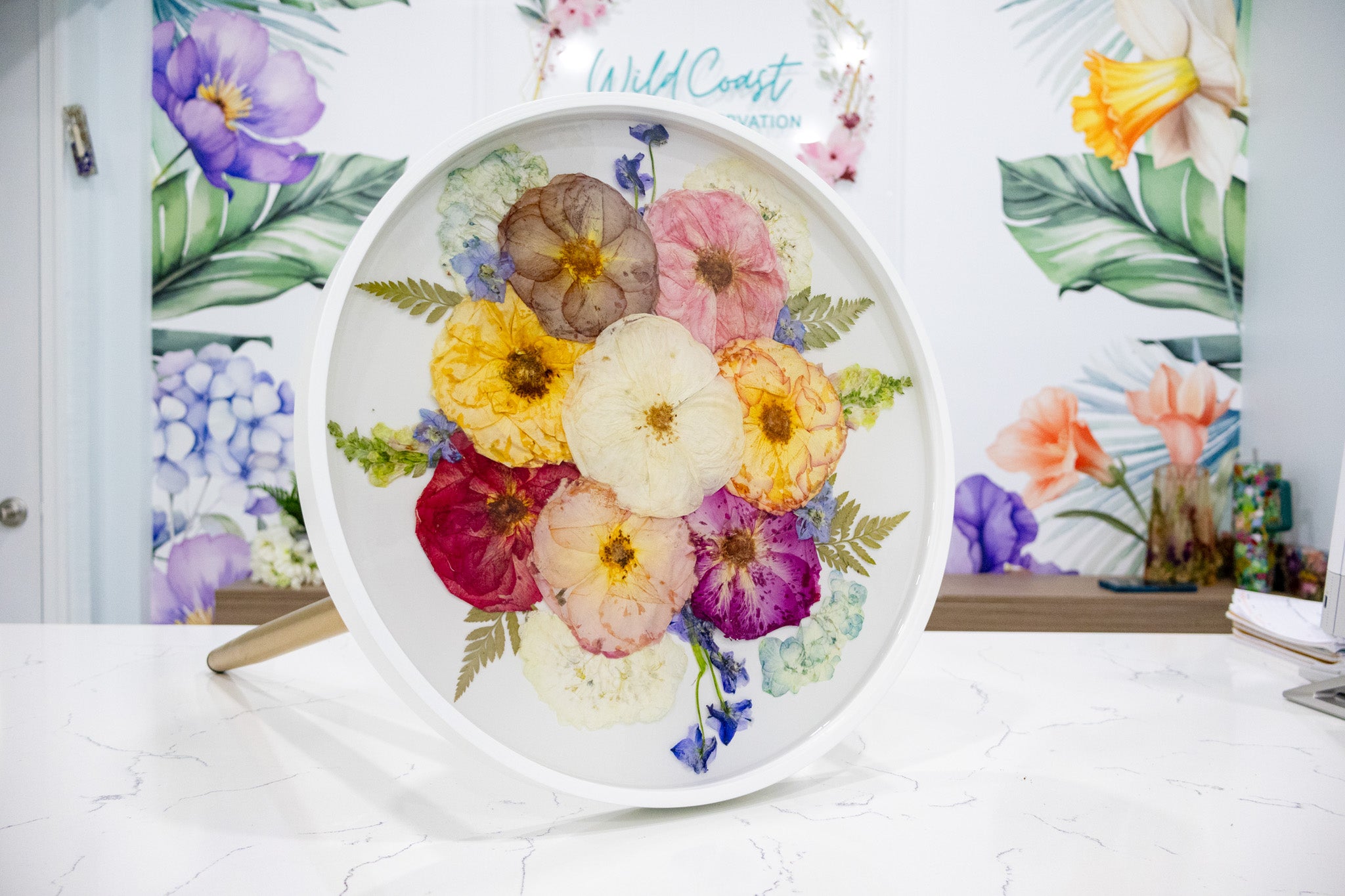 15" Pressed Flower Side Table