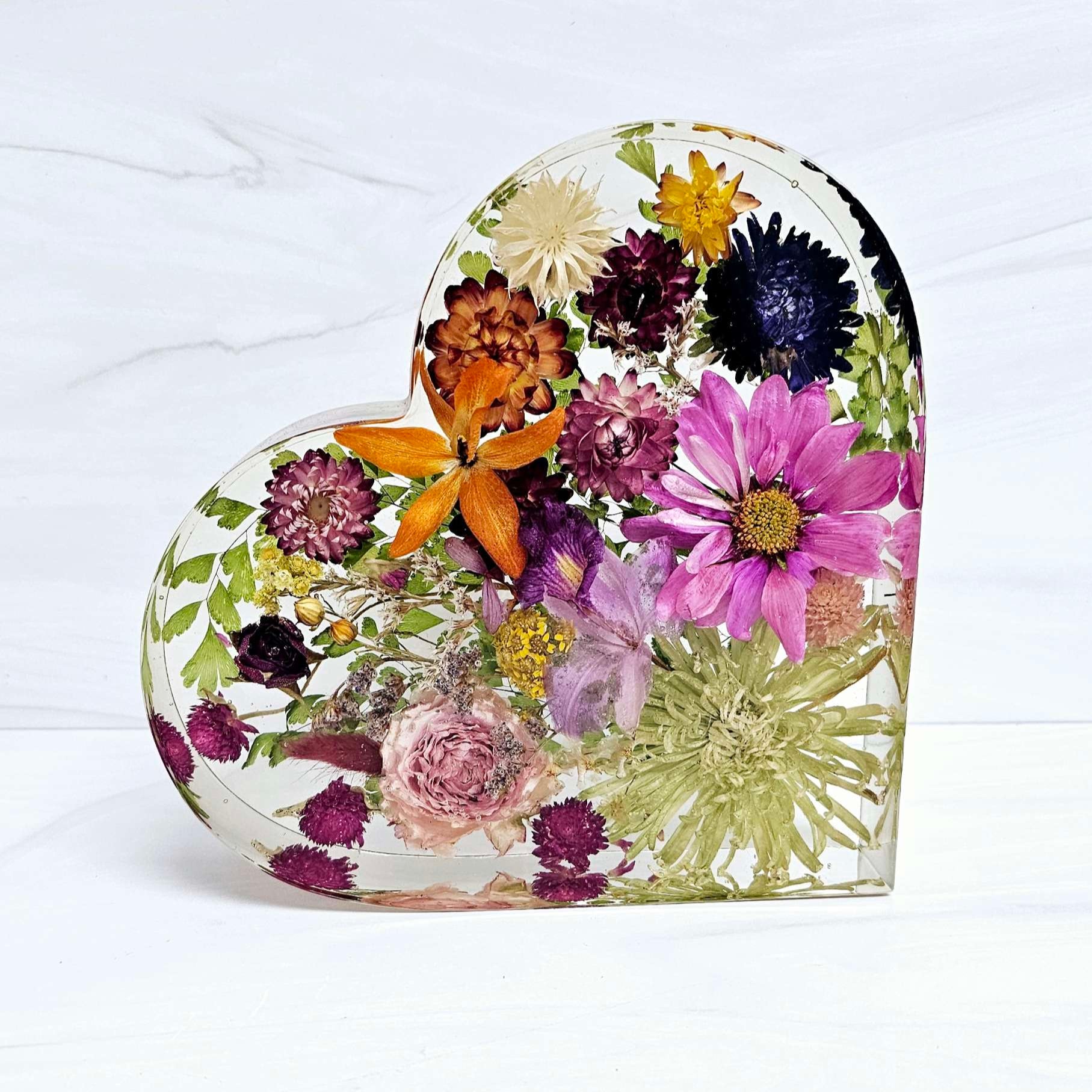 9" Preserved Flower Heart Bouquet Block