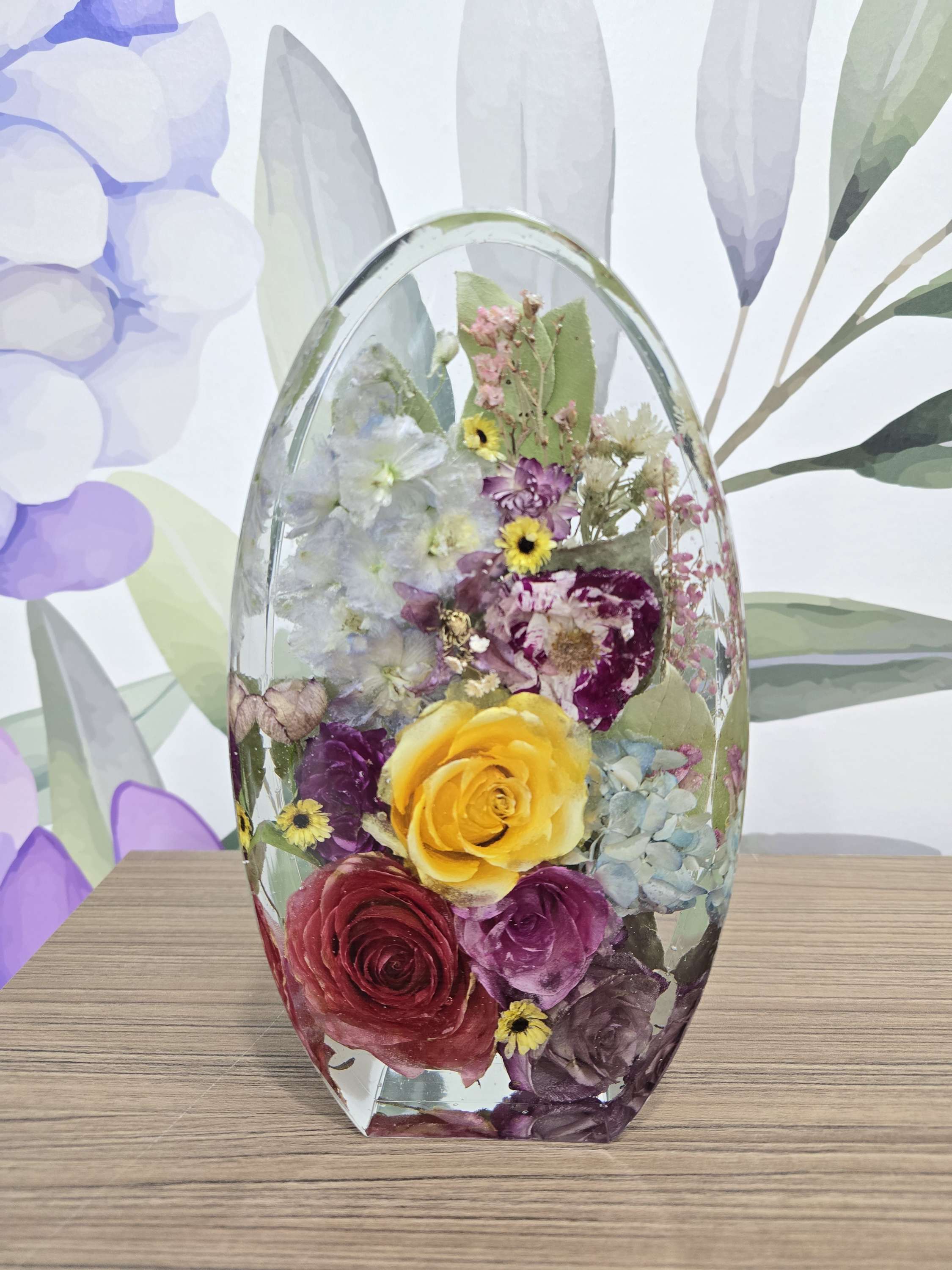 Funeral Flower Preservation Resin Oval Block Memorial Bouquet Keepsake Sympathy Flower Preservation Service Remembrance Gift Custom Tribute