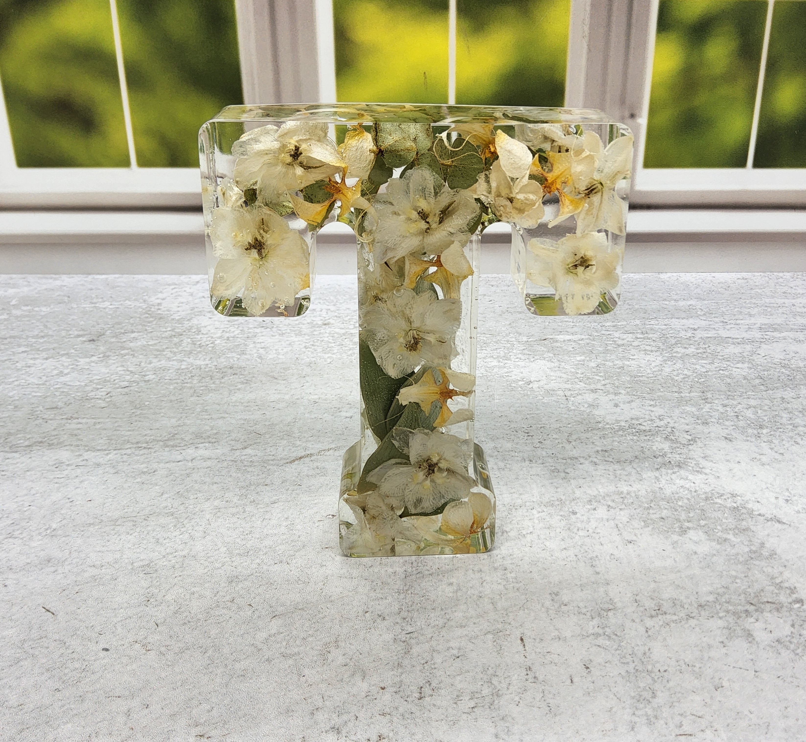 6" Preserved Flower Letter Block