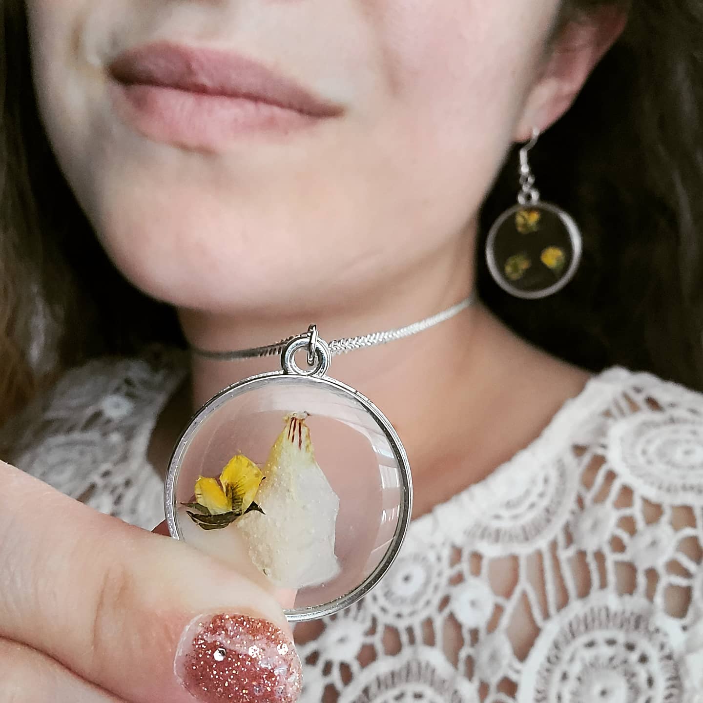 Bouquet Preservation Jewelry Pressed Flower Jewelry Set Flower Preservation Necklace Pressed Flower Earring Bridal Bouquet Jewelry