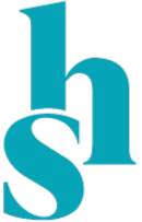 Logo with the letters 'hs' in teal on a white background