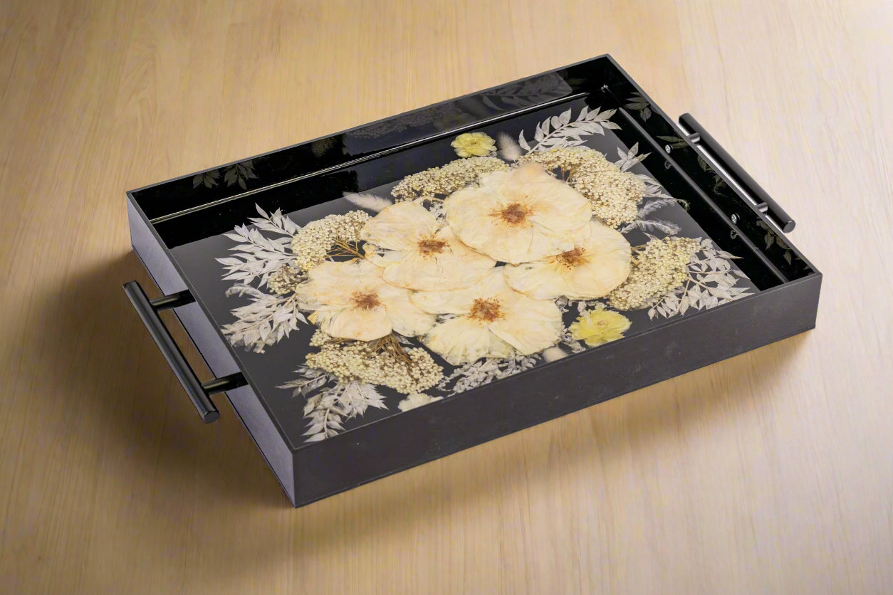 Flower Preservation Resin Flower Tray Bouquet Preservation Floral Serving Tray Preserved Flowers Keepsake Gift for Wedding or Bridal Shower