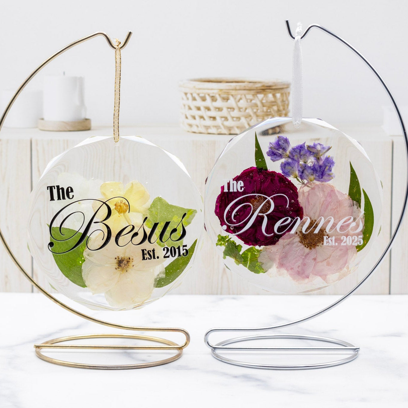 Pressed Flower Ornament Dried Flower Bouquet Resin Ornament Wedding Flower Preservation Dried Flower Keepsake Preserved Flower Bouquet Gift
